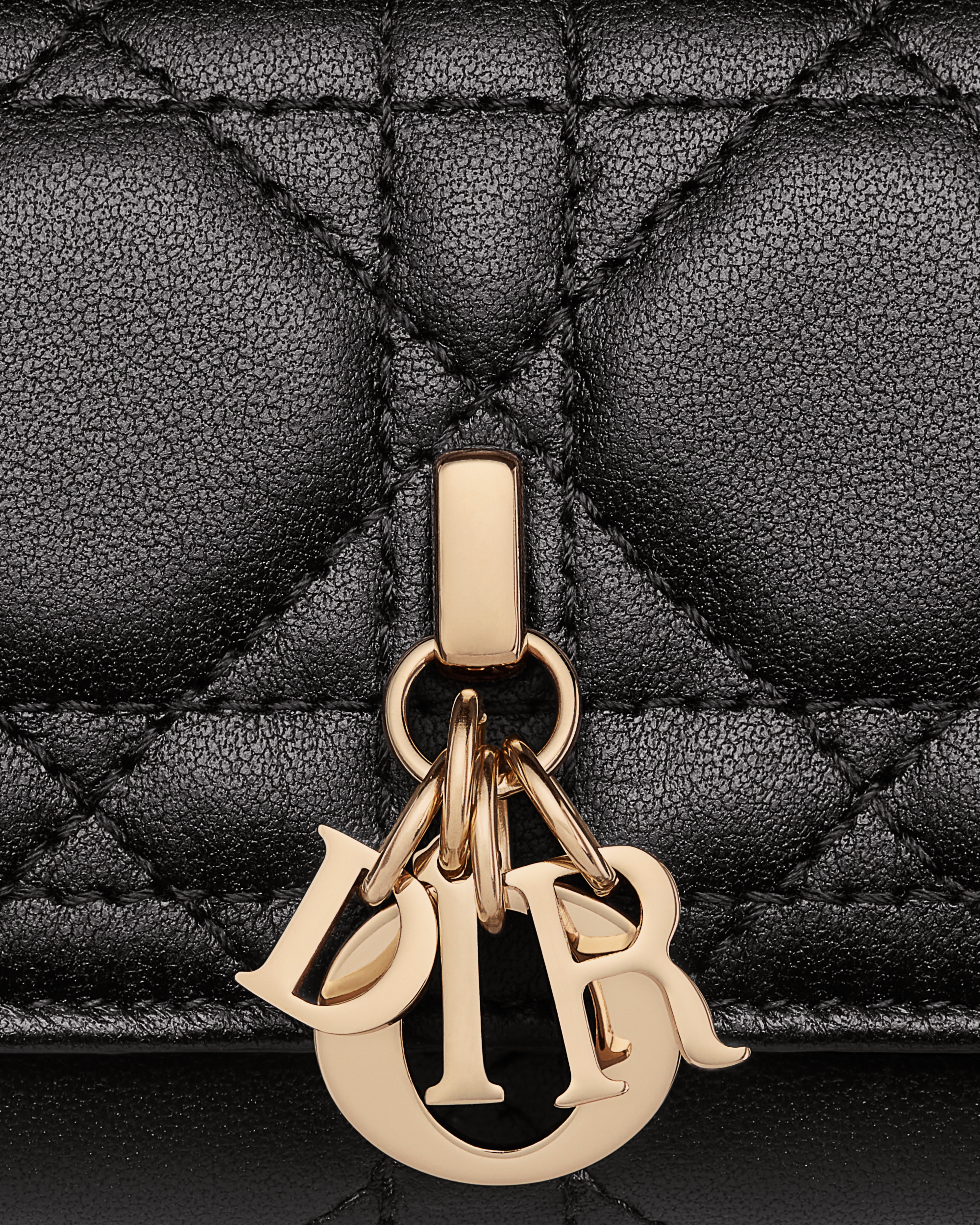 กระเป๋าใส่กุญแจ My Dior Aster หนังแกะลาย Cannage สีดำ E09