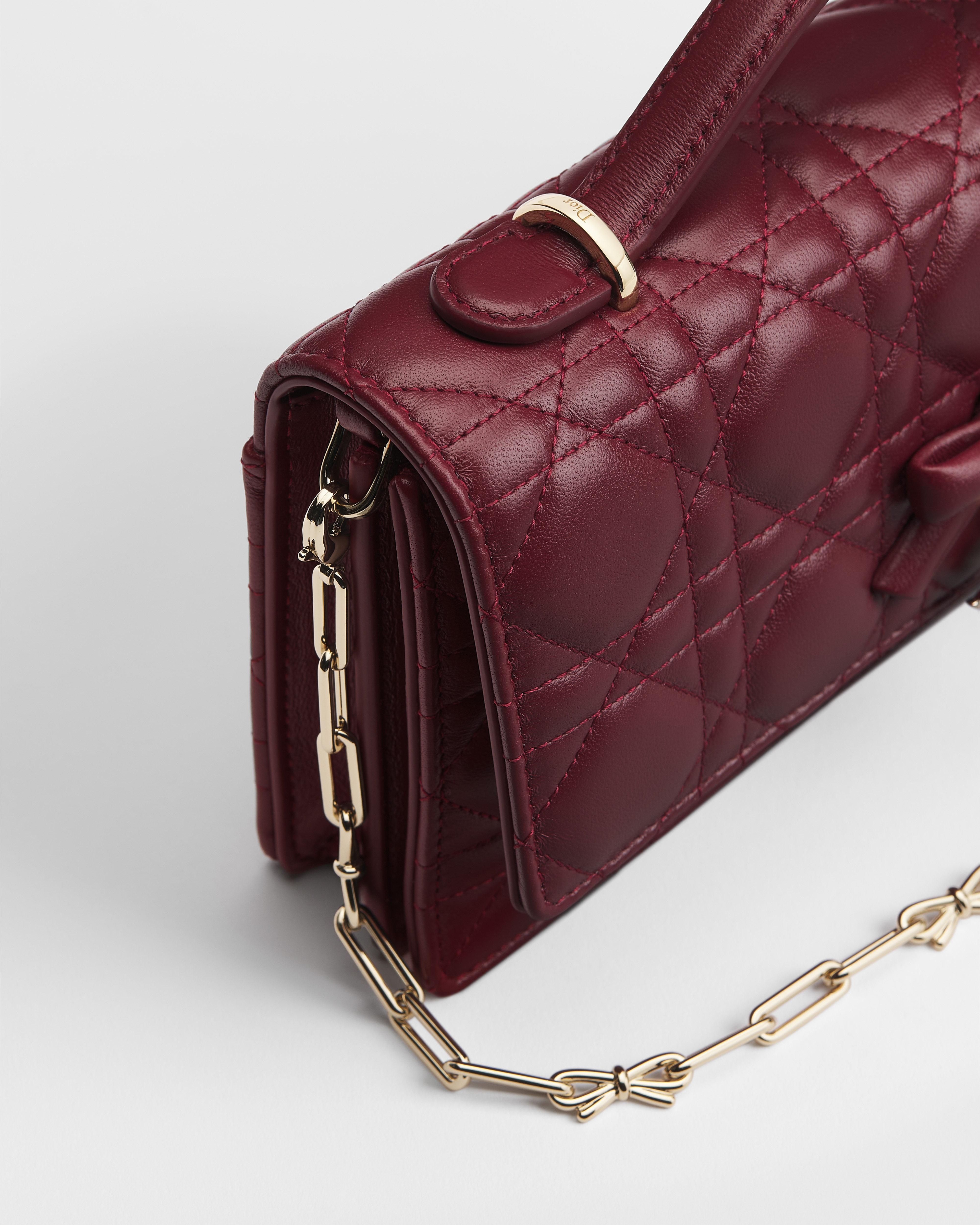 Minibolso My Dior - Dior Or Piel de cordero Cannage en Rouge Hermitage E09