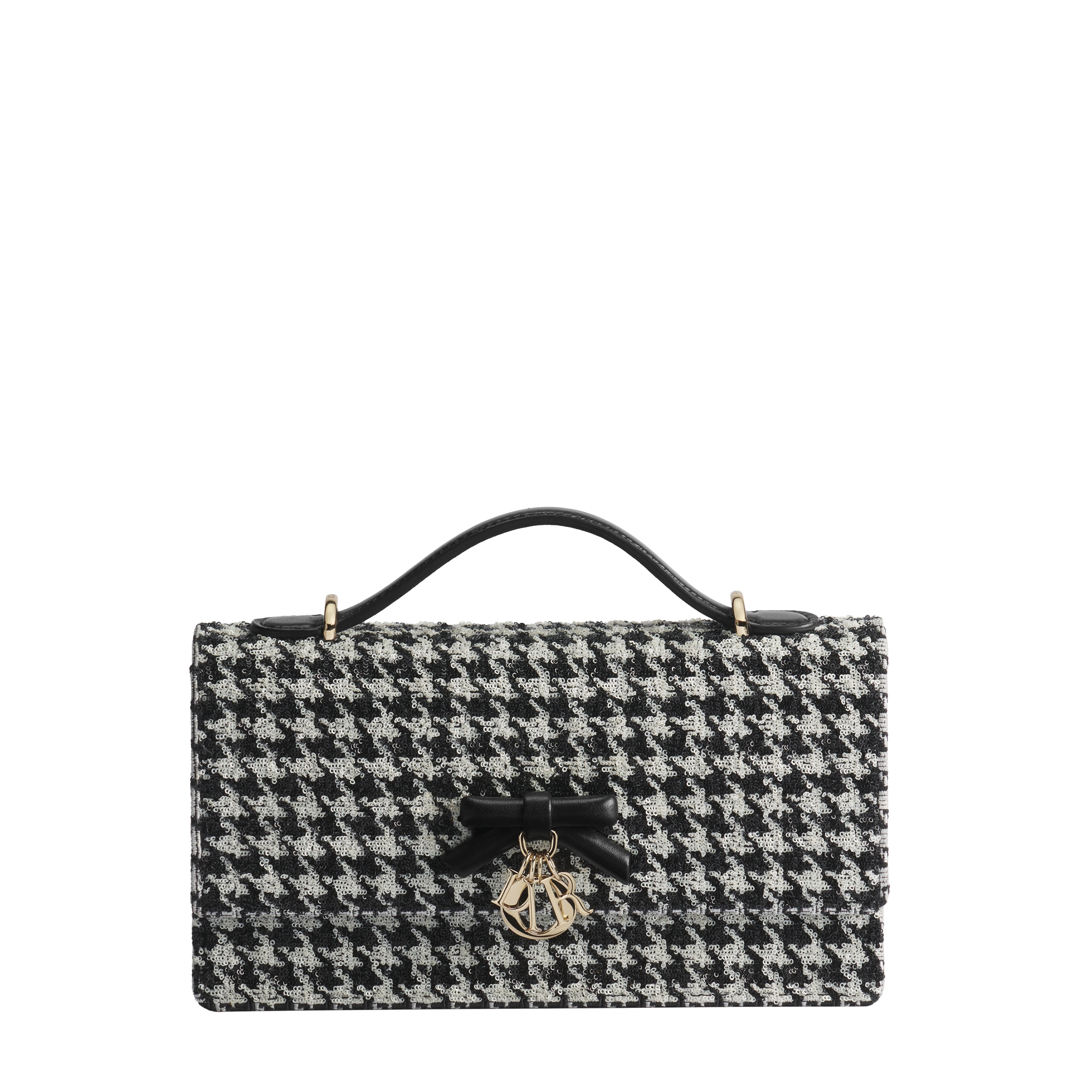 My Dior Mini Bag Black and White Houndstooth Sequin-Embroidered Satin E01
