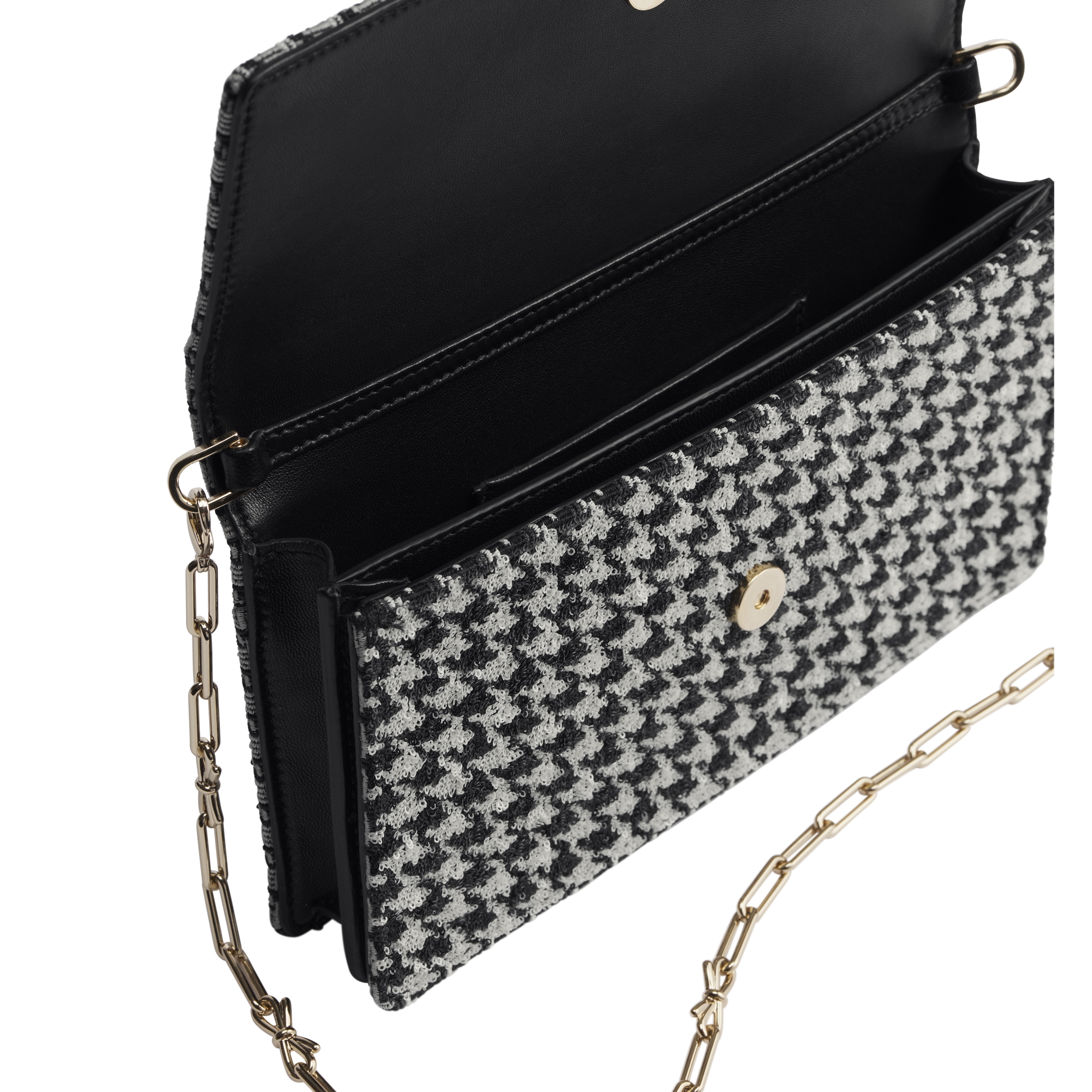 My Dior Mini Bag Black and White Houndstooth Sequin-Embroidered Satin E06