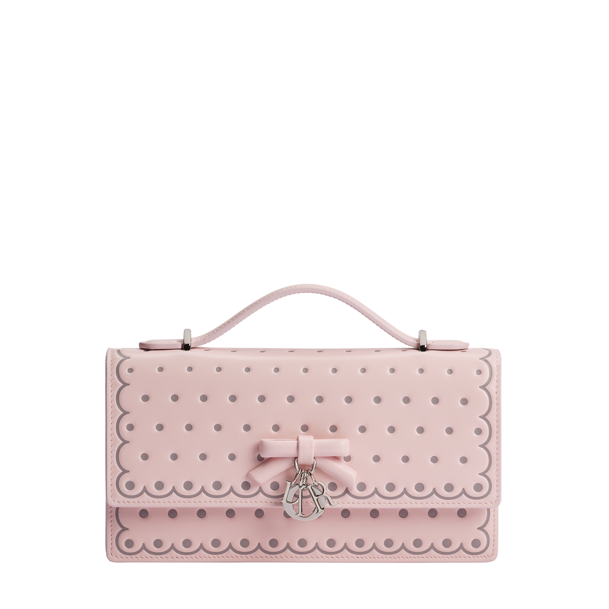  Ballet Pink Calfskin with Trianon Gray Printed and Debossed PolkaDior