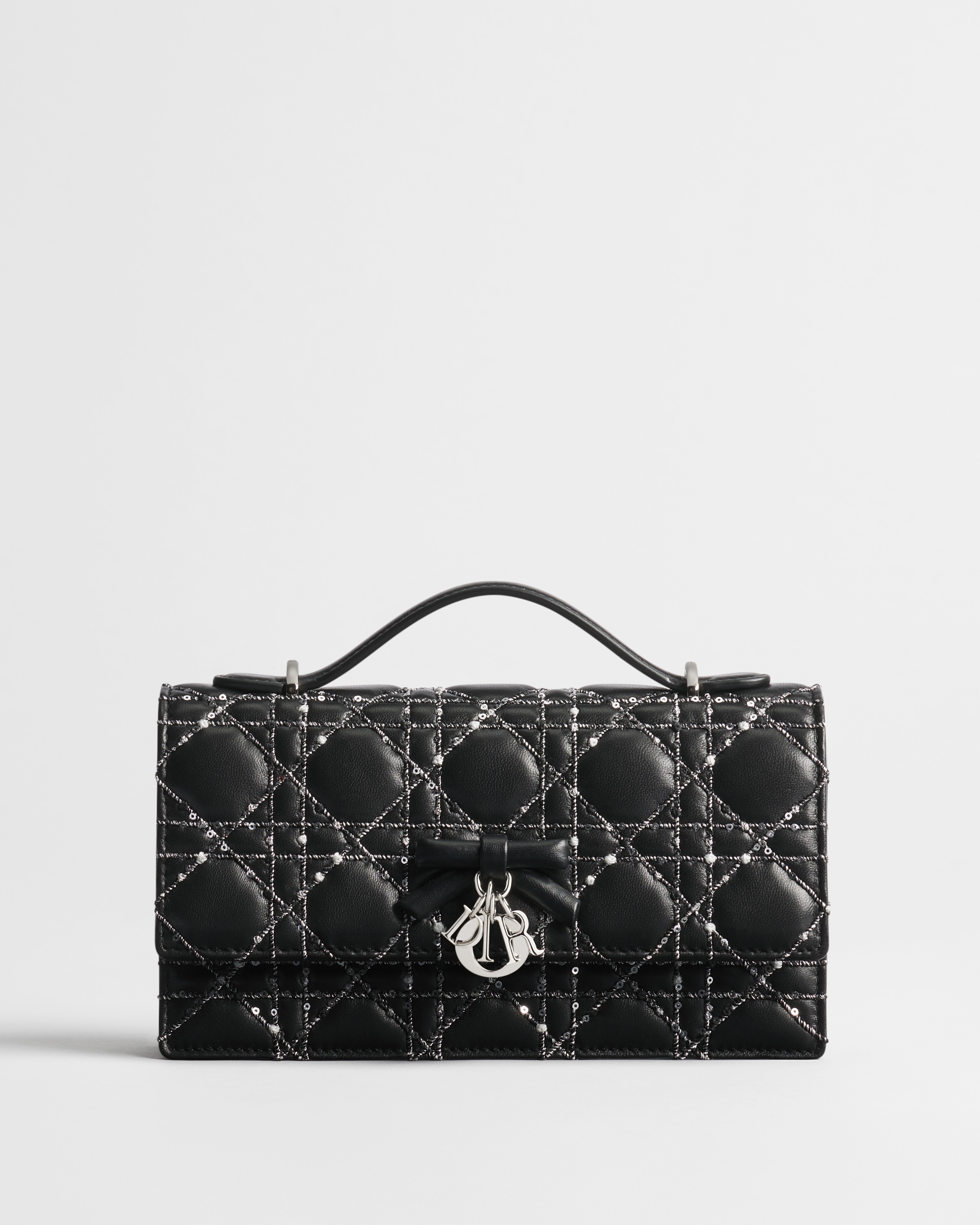 My Dior Mini Bag Black Bouclé Cannage Lambskin with Silver-Tone Sequins E01