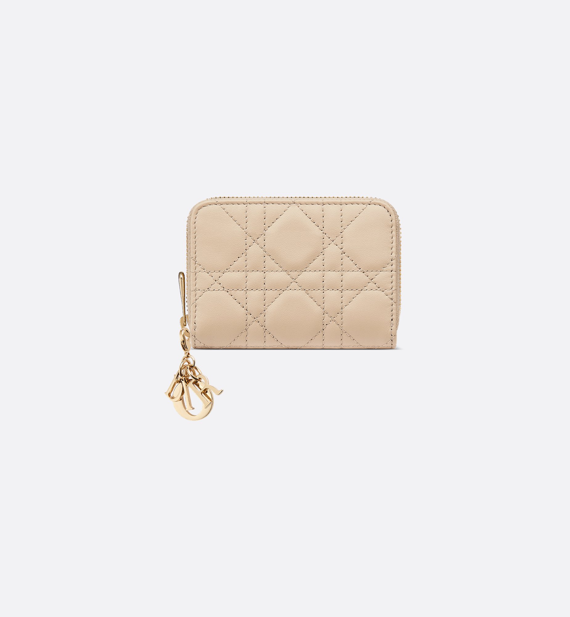 Small Lady Dior Voyageur Coin Purse Sand-Colored Cannage Small Lady Dior Voyageur Coin Purse Sand-Colored Cannage