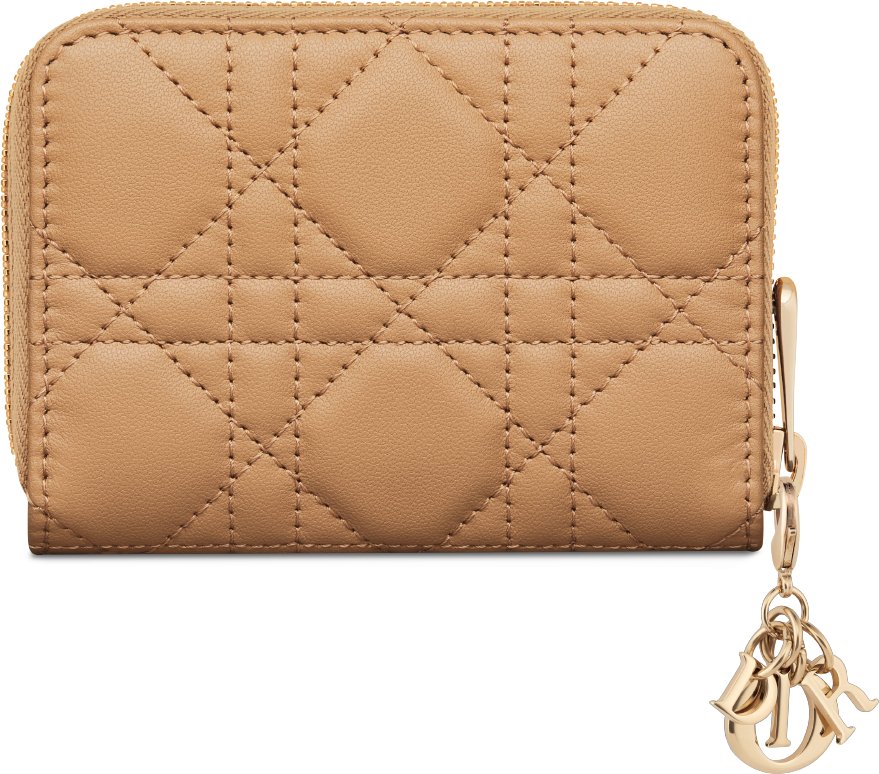 Small Lady Dior Voyageur Coin Purse Medium Tan Cannage Lambskin DIOR