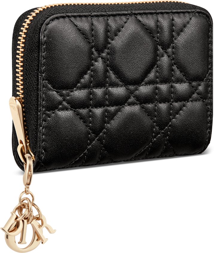 Small Lady Dior Voyageur Coin Purse Three quarter closed view