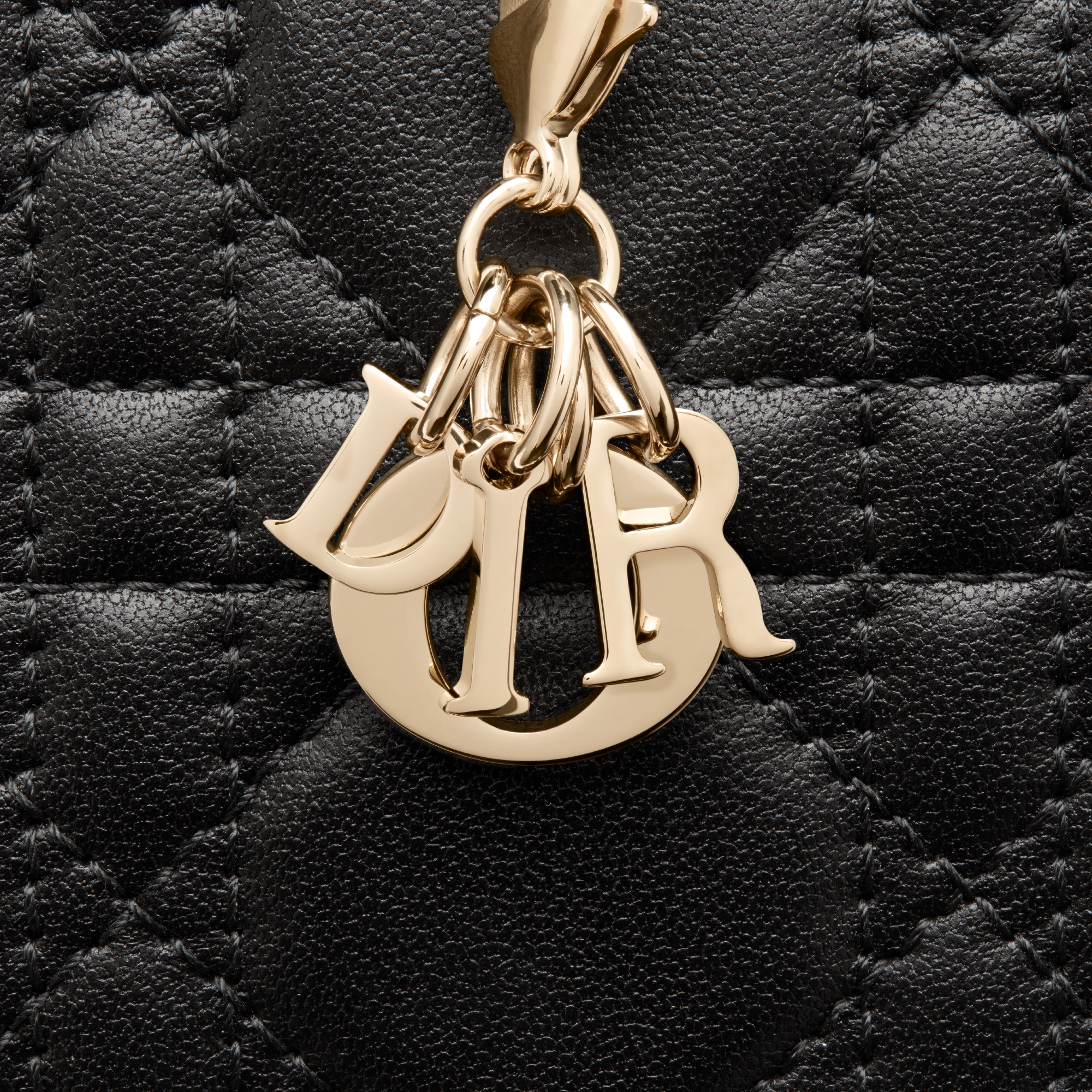 Kleine Lady Dior Voyageur muntportemonnee Zwart lamsleer met Cannage-motief E09