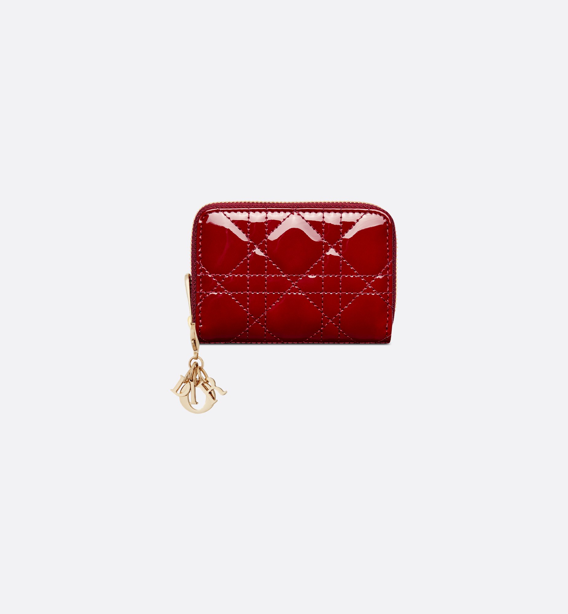 Small Lady Dior Voyageur Coin Purse Cherry Red Patent Small Lady Dior Voyageur Coin Purse Cherry Red Patent
