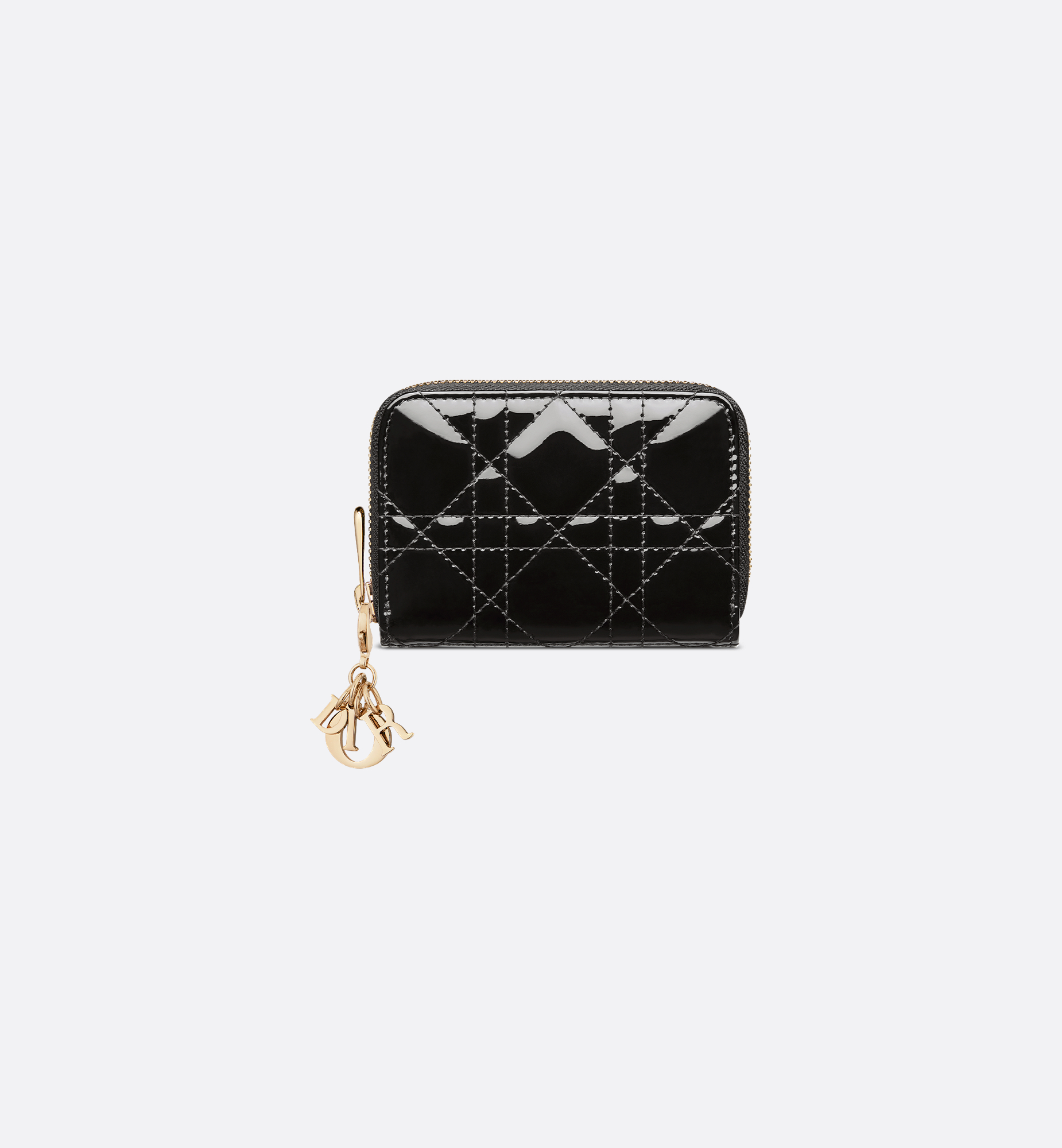 Small Lady Dior Voyageur Coin Purse Black Patent Cannage Small Lady Dior Voyageur Coin Purse Black Patent Cannage