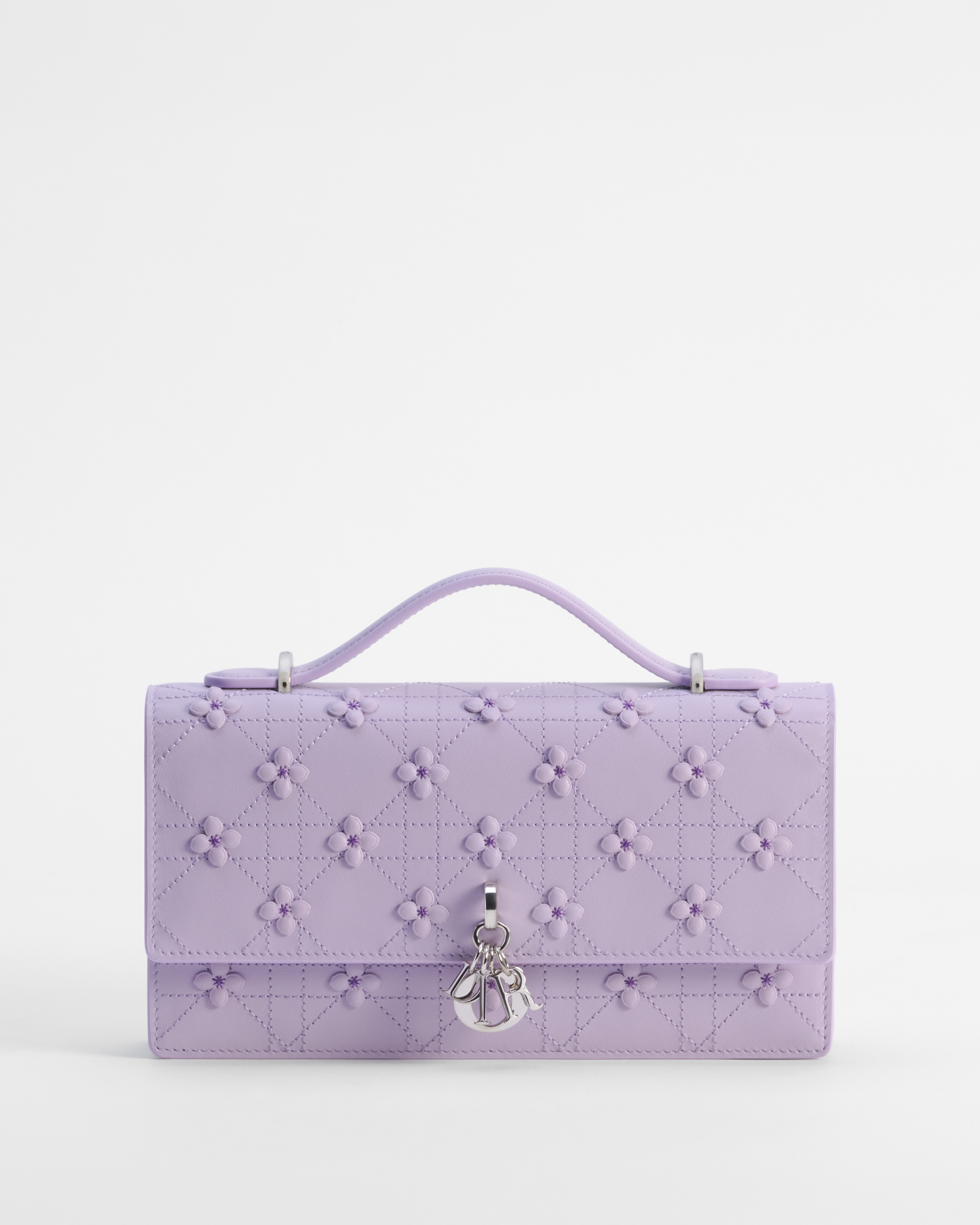 My Dior-minitas Lilas lamsleer met Cannage-motief geborduurd met Dior Hortensia-motief E01