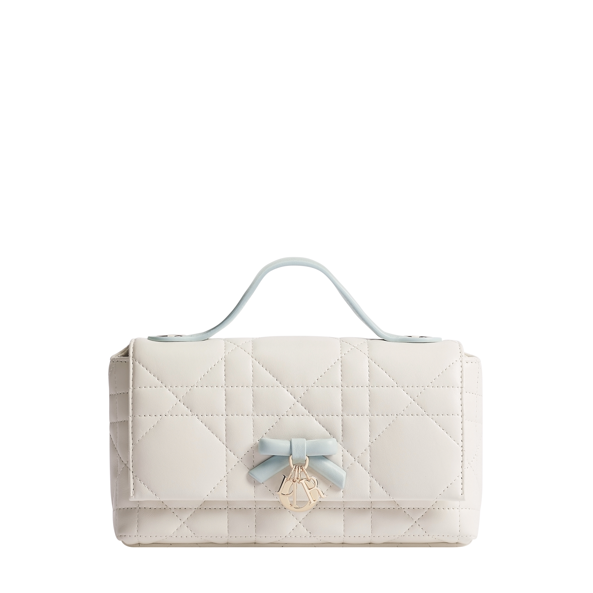 Dior Qixi My Tender Dior Top Handle Mini Bag Two-Tone Latte and Ice Blue Macrocannage Lambskin E01