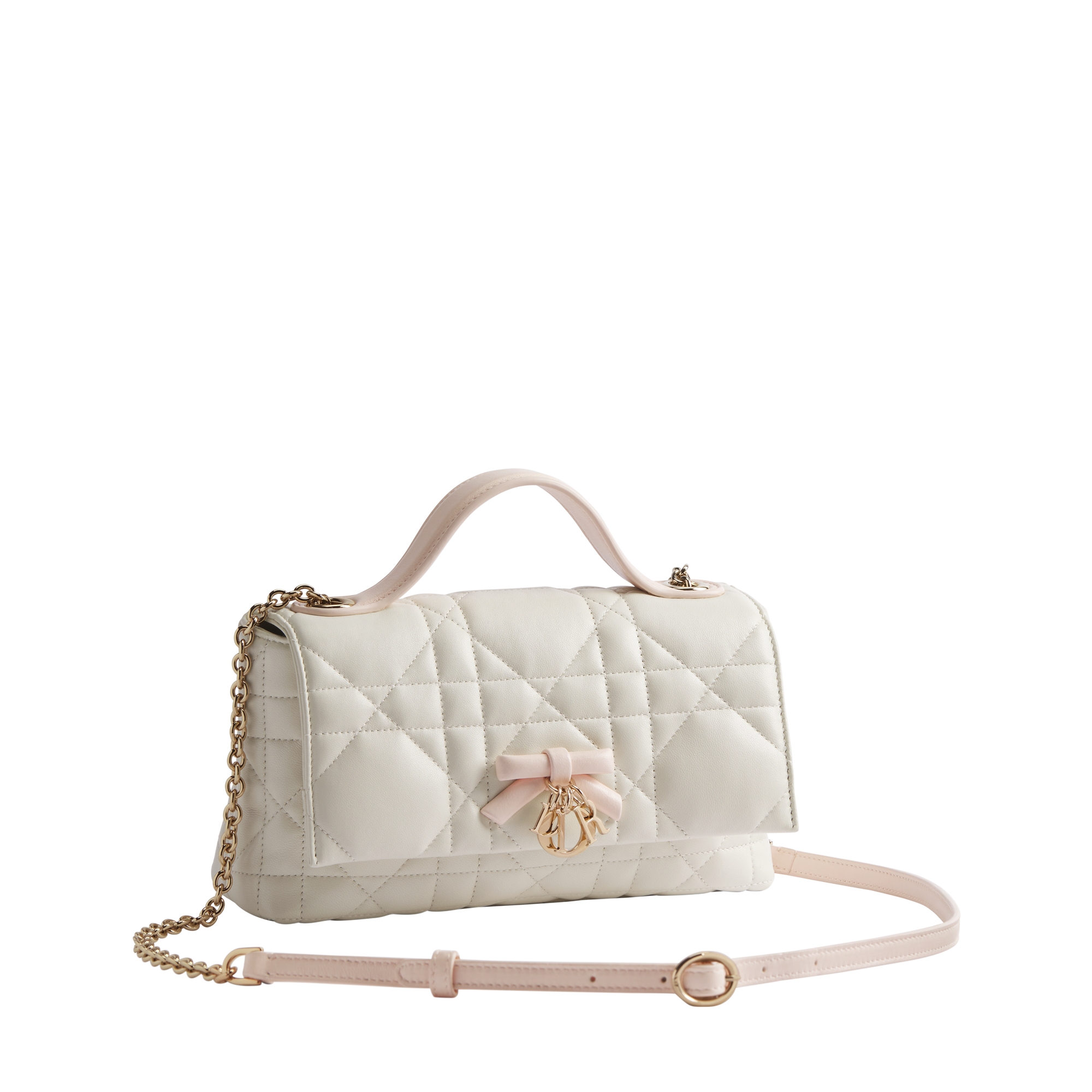 Dior Qixi My Tender Dior Top Handle Mini Bag Two-Tone Latte and Ballet Pink Macrocannage Lambskin E03