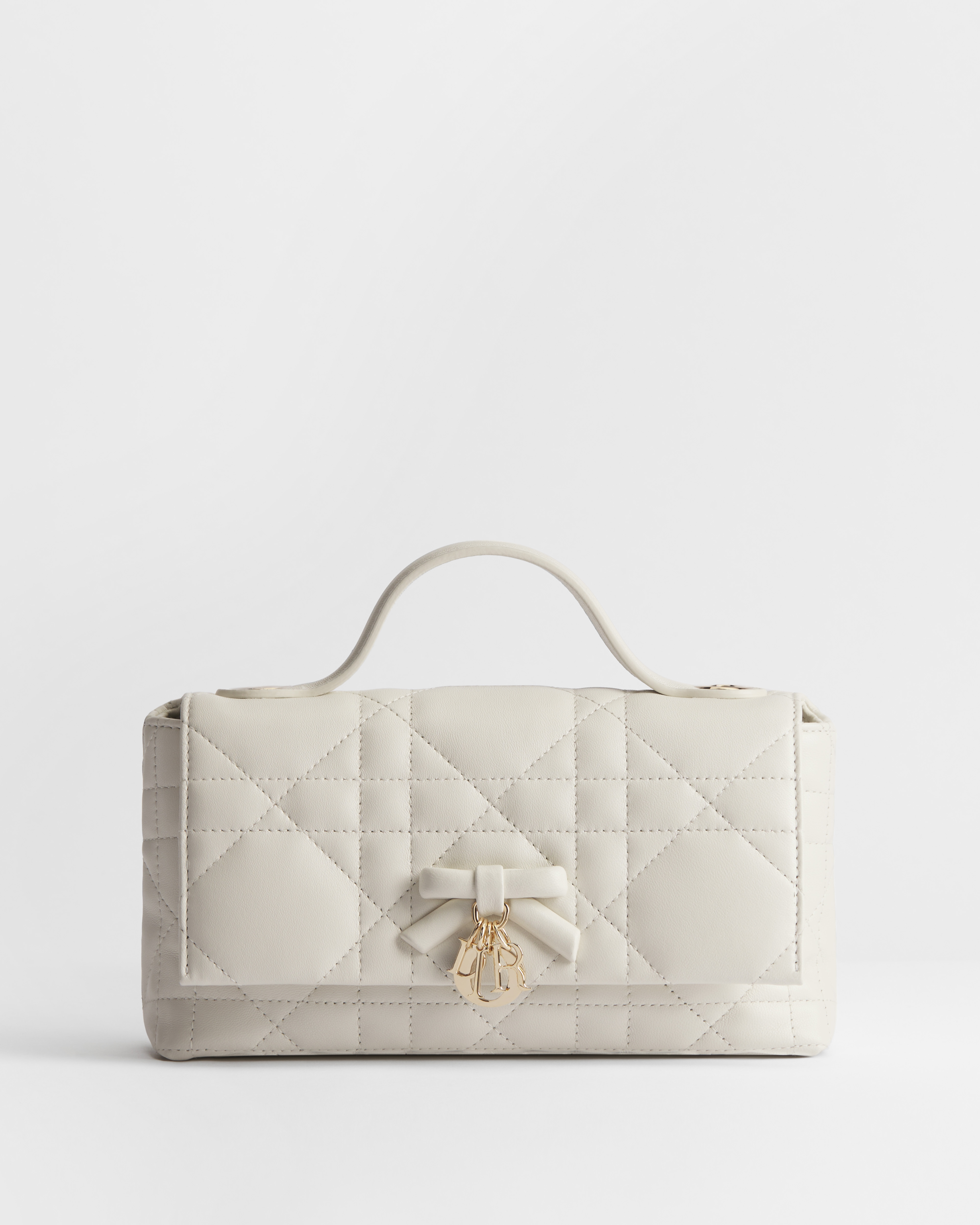 Mini sac Top Handle My Tender Dior Cuir d'agneau Macrocannage couleur latte E01