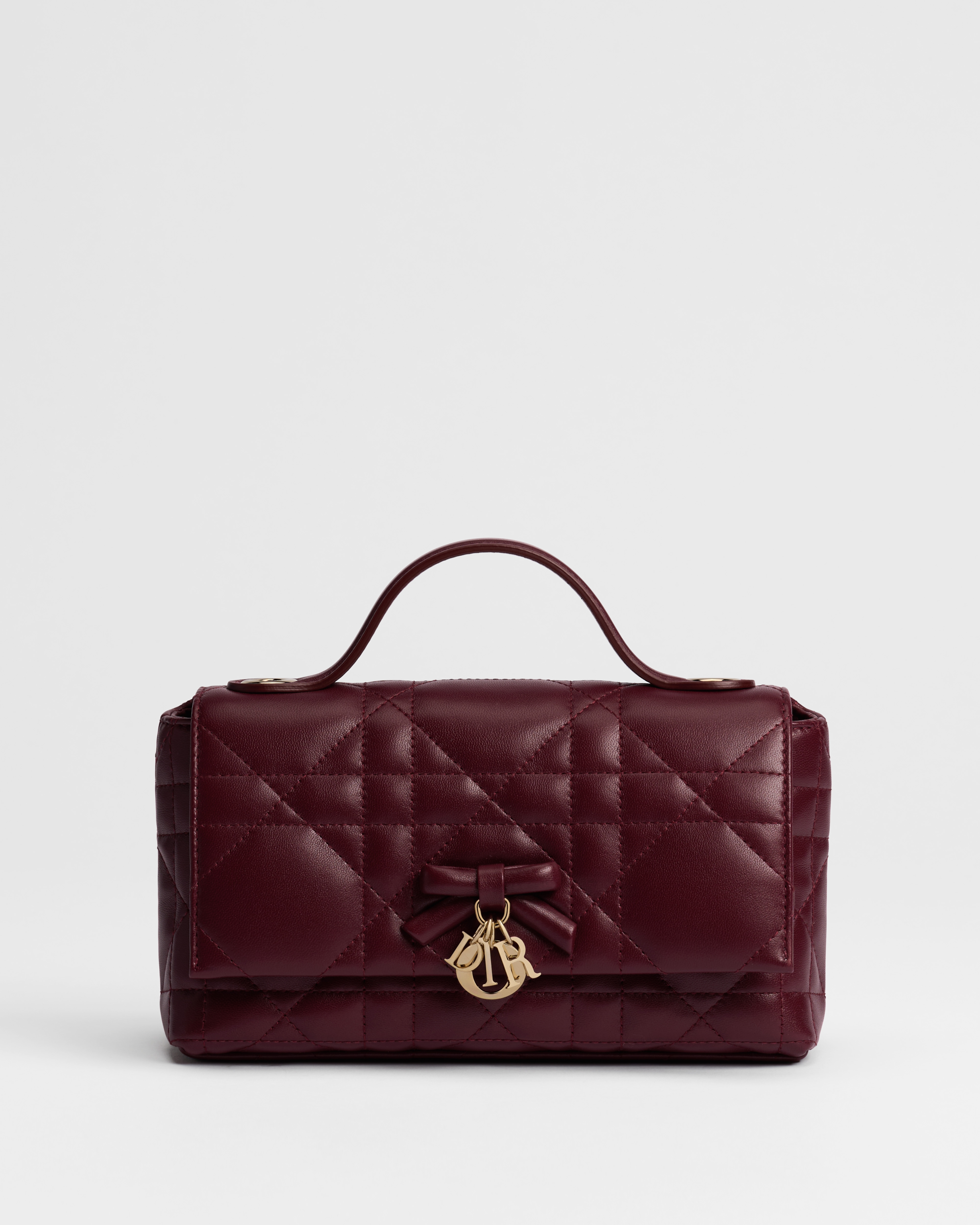 My Tender Dior Top Handle-minitas Hermitage-rood lamsleer met Macrocannage-motief E01