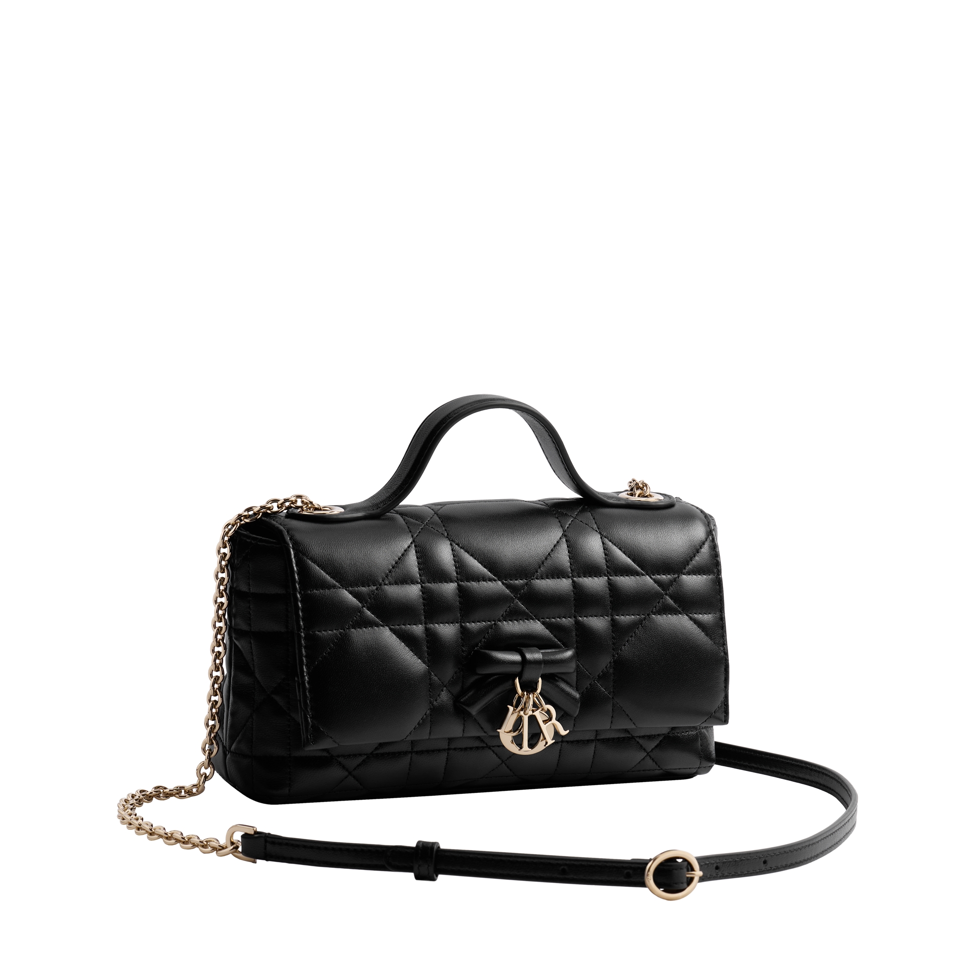 My Tender Dior Top Handle Mini Bag Black Macrocannage Lambskin E03