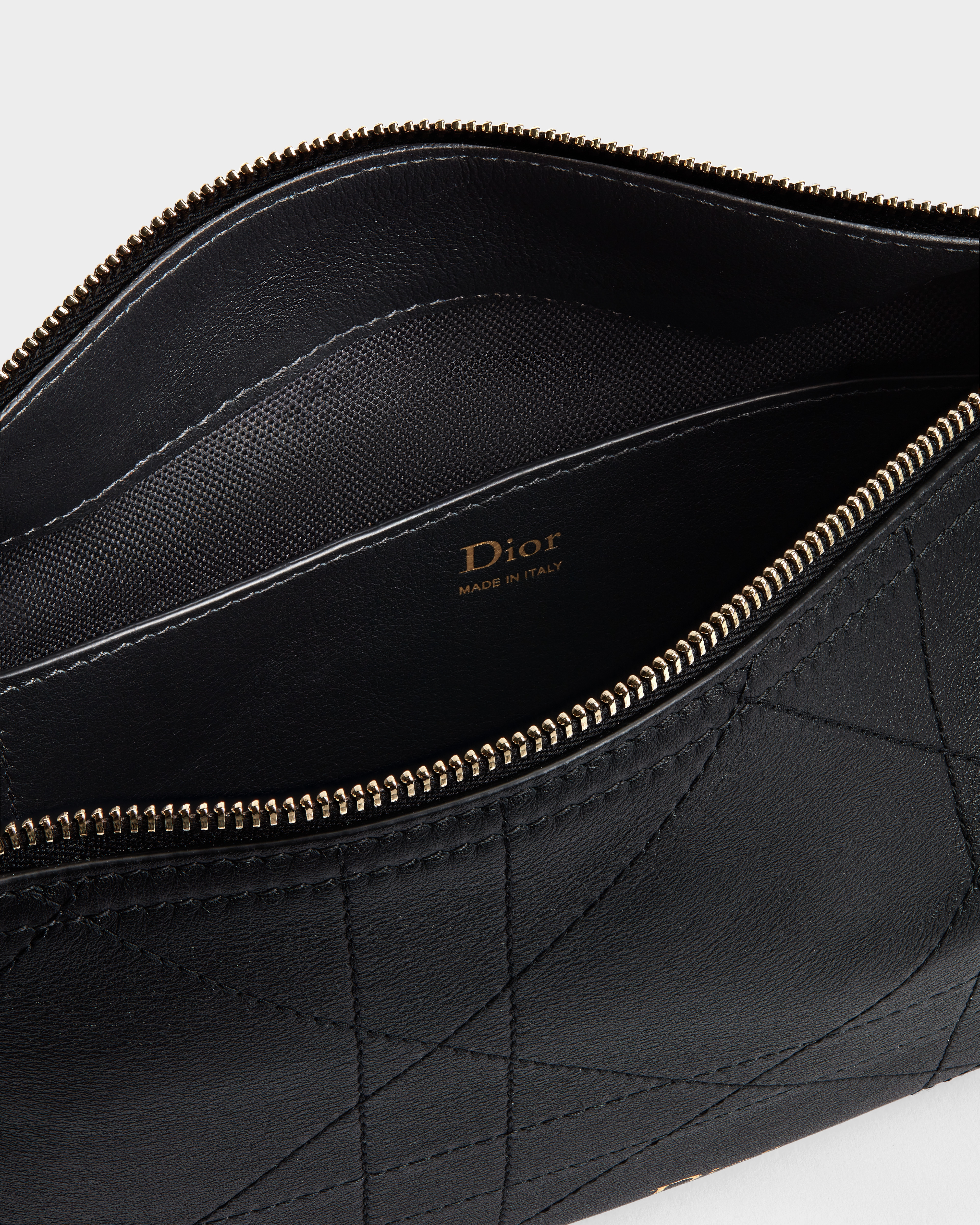 Diorly Mini Bag Black Flat Macrocannage Grained Calfskin E06