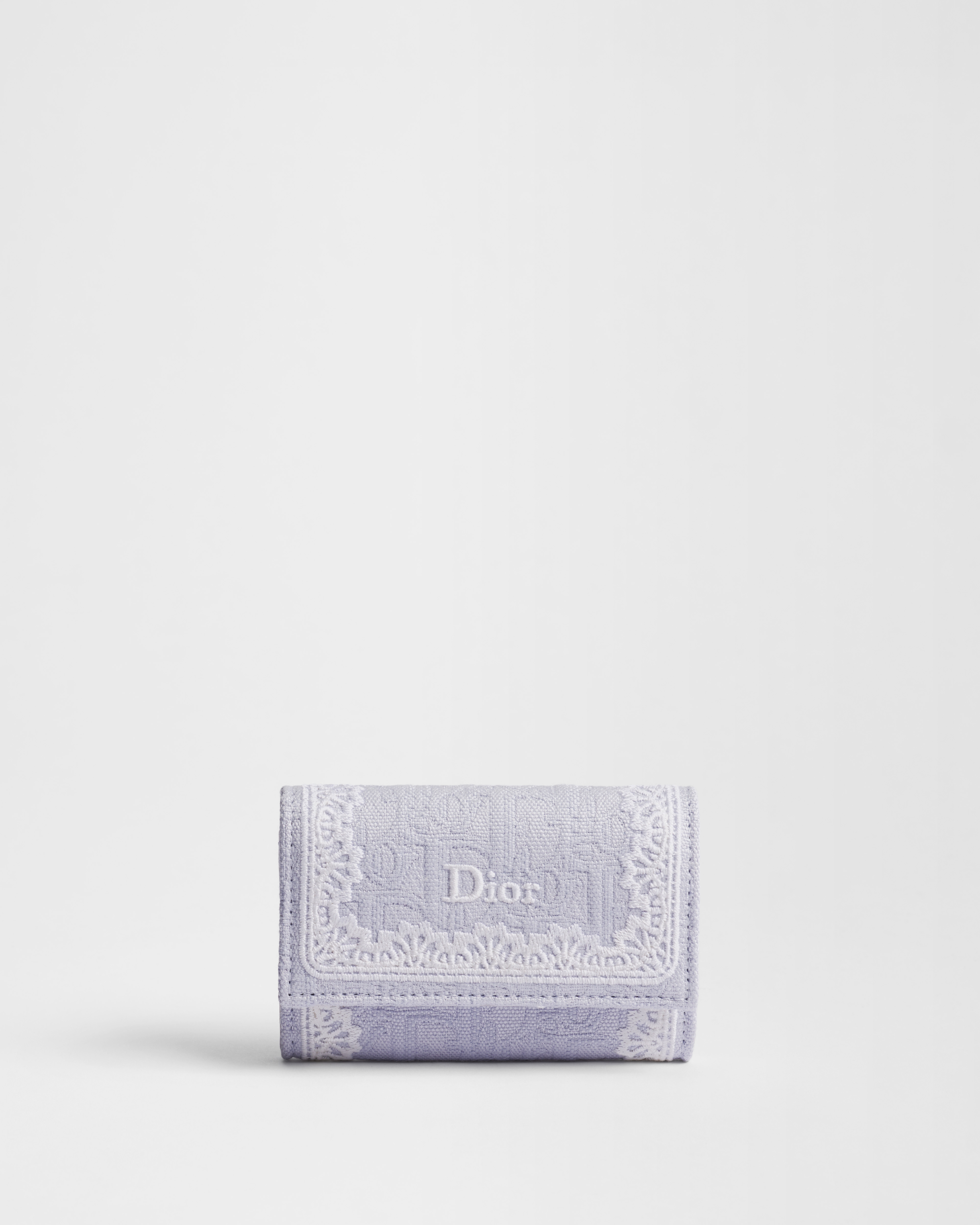 Portefeuille Glycine Dior Oblique Toile jacquard Dior Oblique violet et dentelle blanche E01