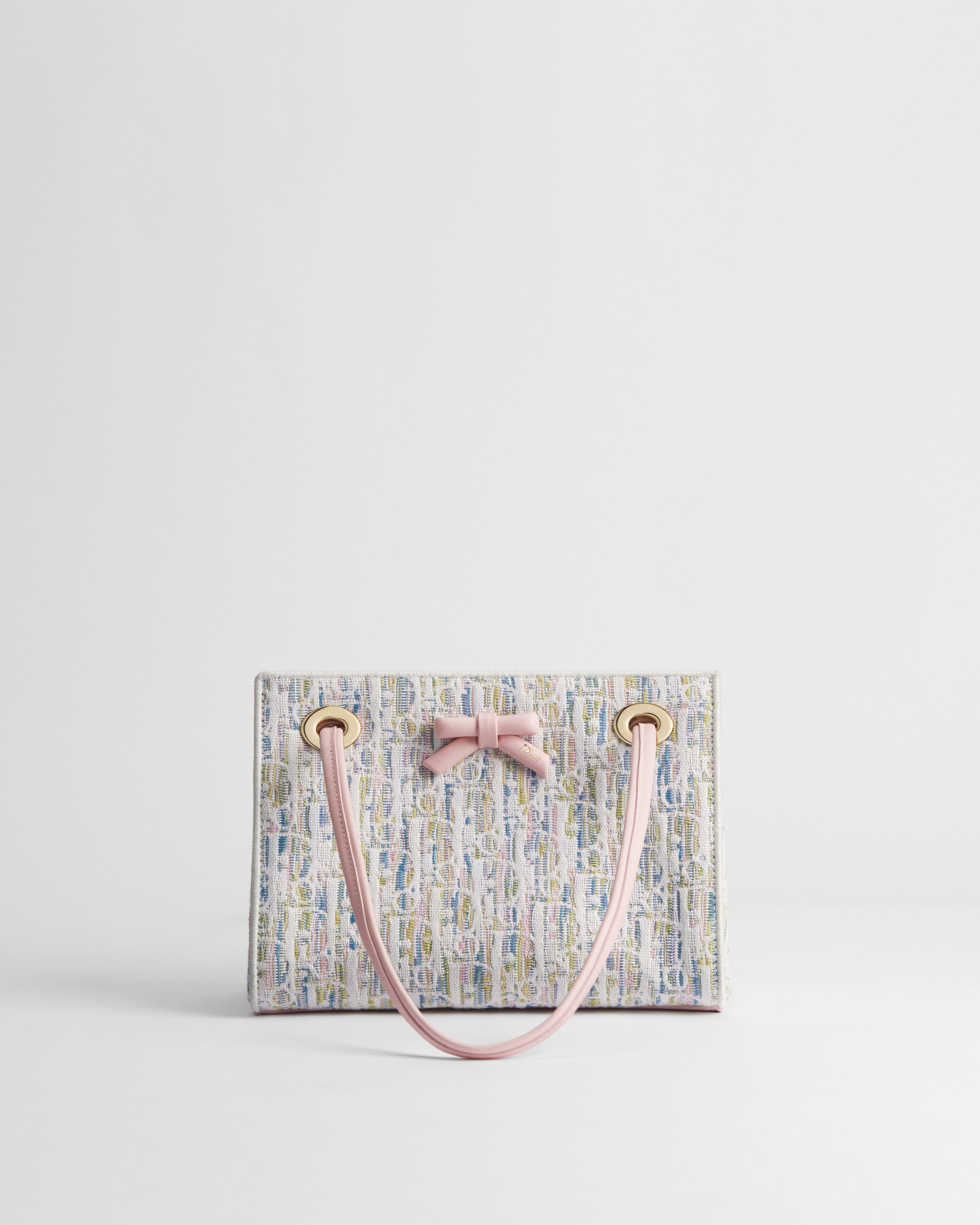 กระเป๋าชอปปิ้ง Mini Dior Promenade ผ้าแจ็กการ์ดลาย Dior Oblique Pastel หลากสีสัน E01