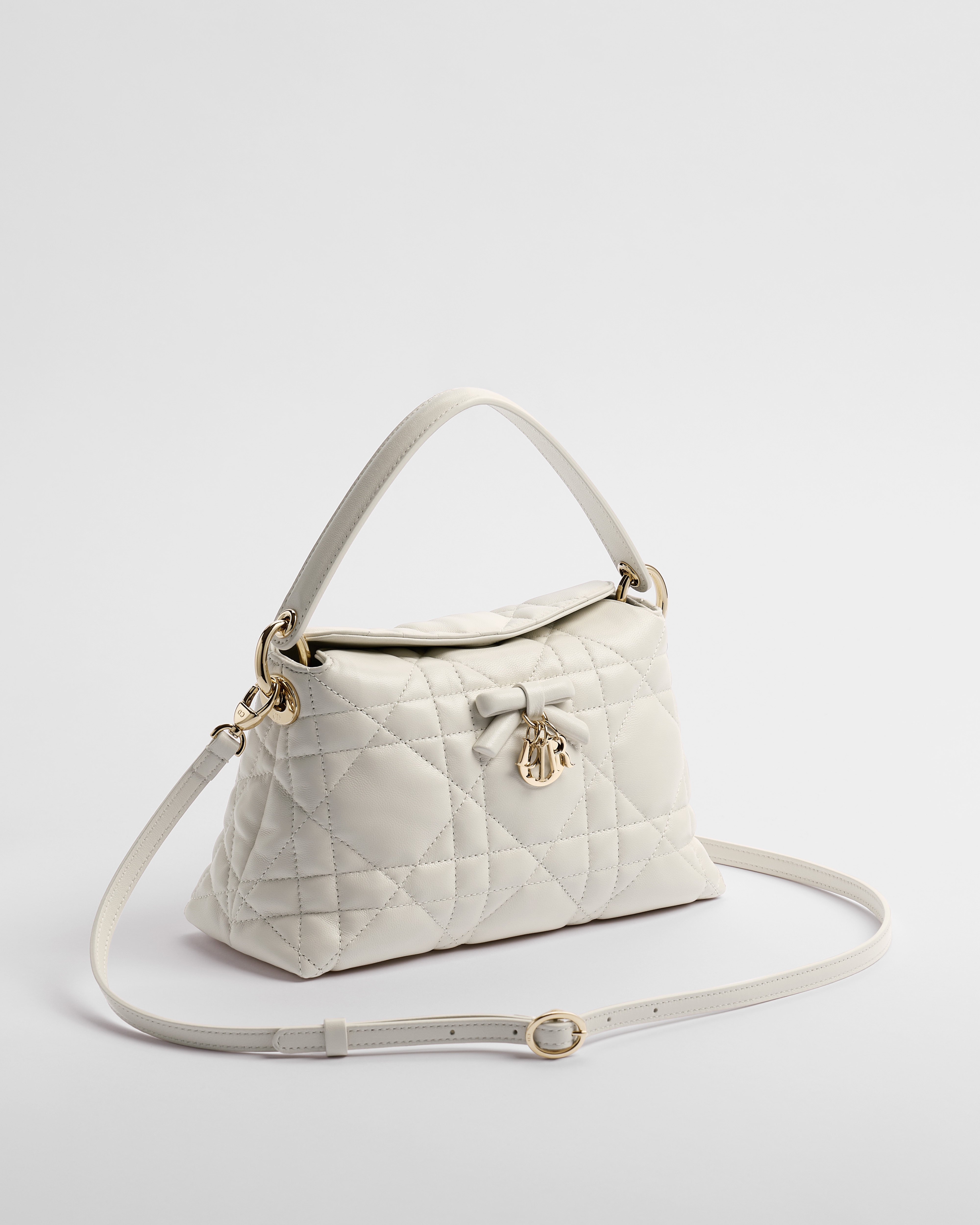 Adiorable Top Handle Mini Bag Latte Macrocannage Lambskin E03