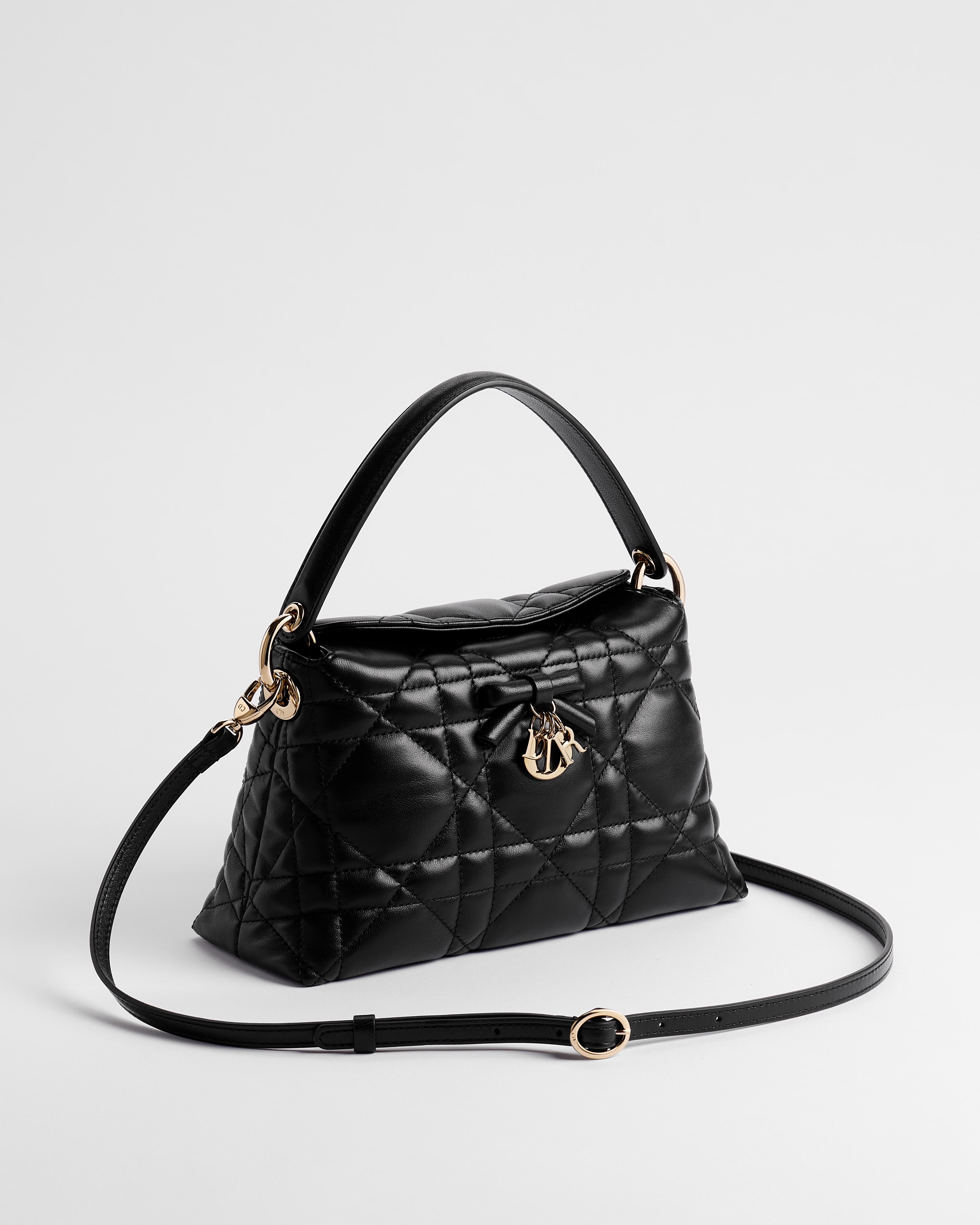 Adiorable Top Handle Mini Bag Black Macrocannage Lambskin E03