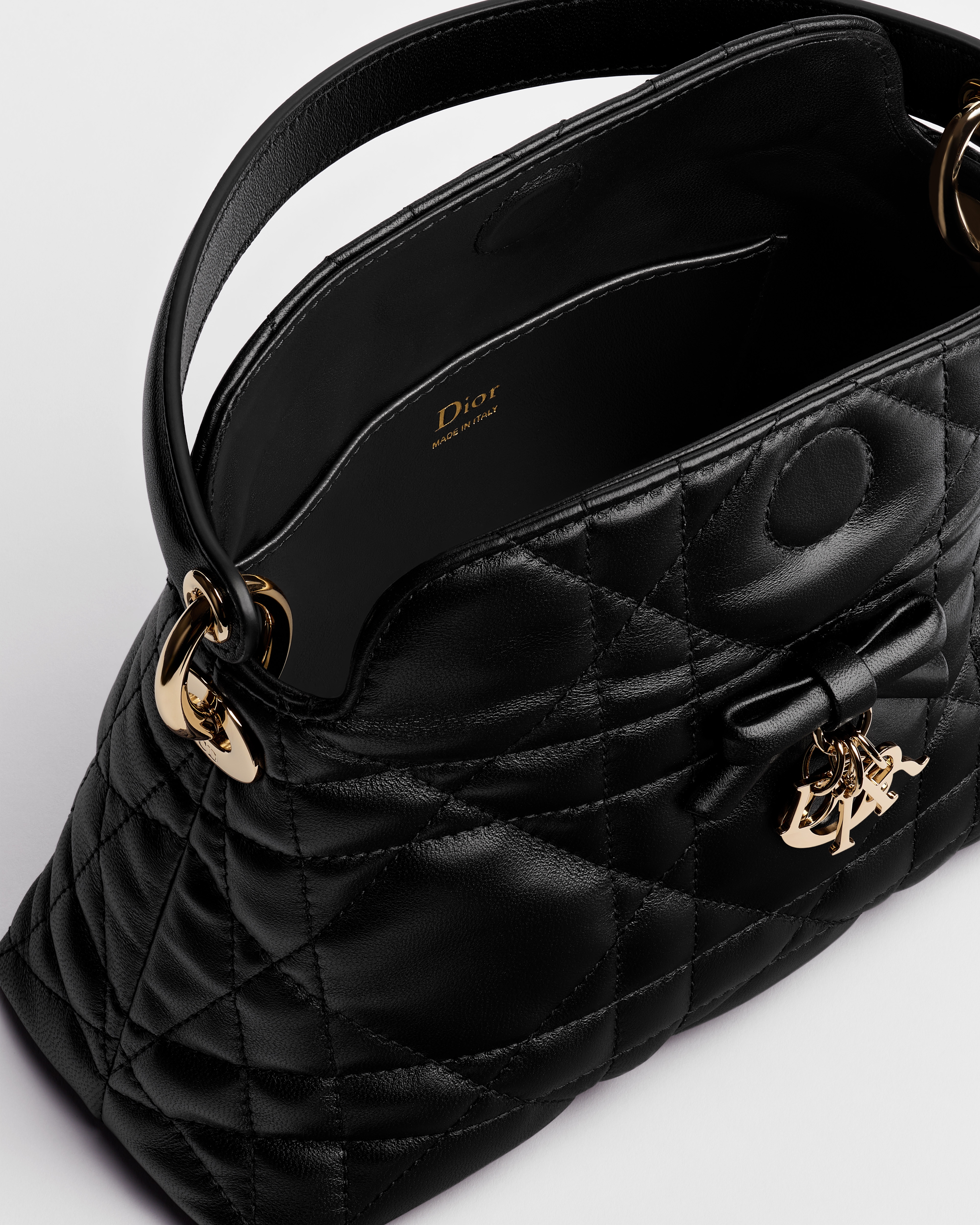 Adiorable Top Handle Mini Bag Black Macrocannage Lambskin E06