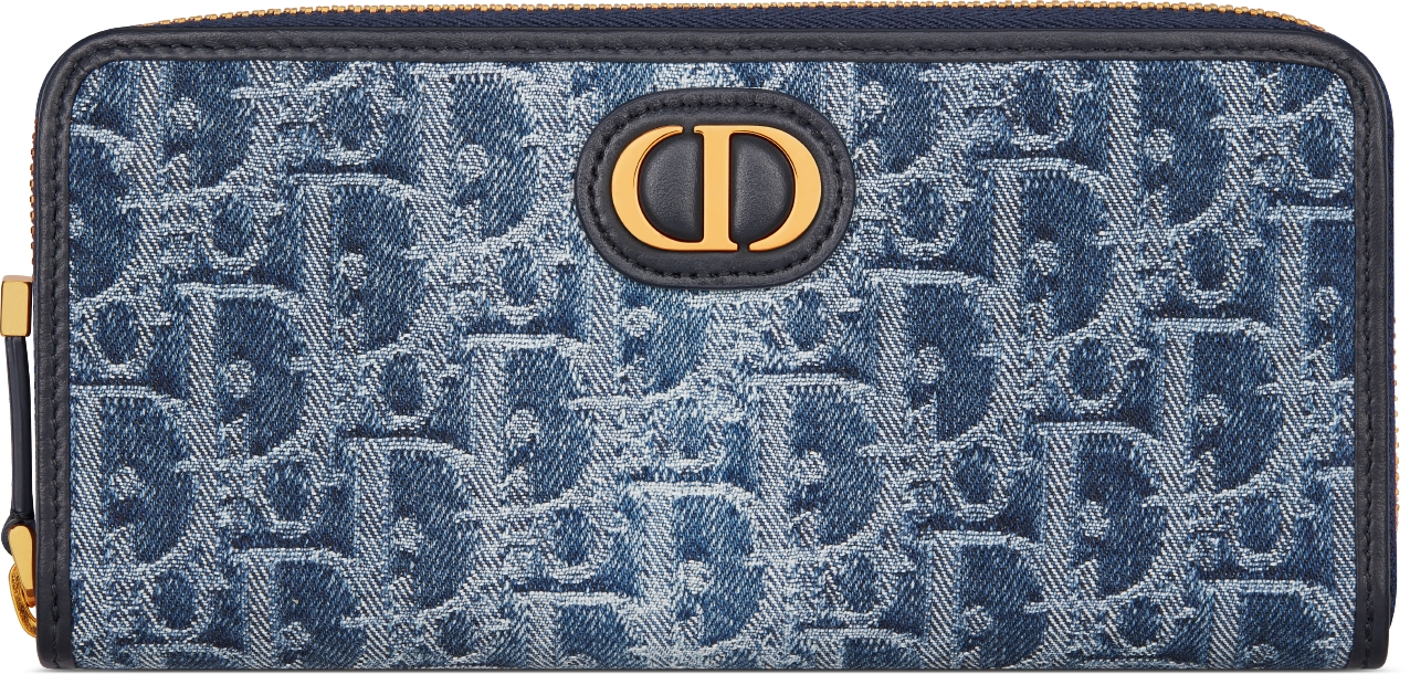 激安ブランド Montaigne 30 Voyageur Oblique Dior Denim Blue Wallet Long 小物