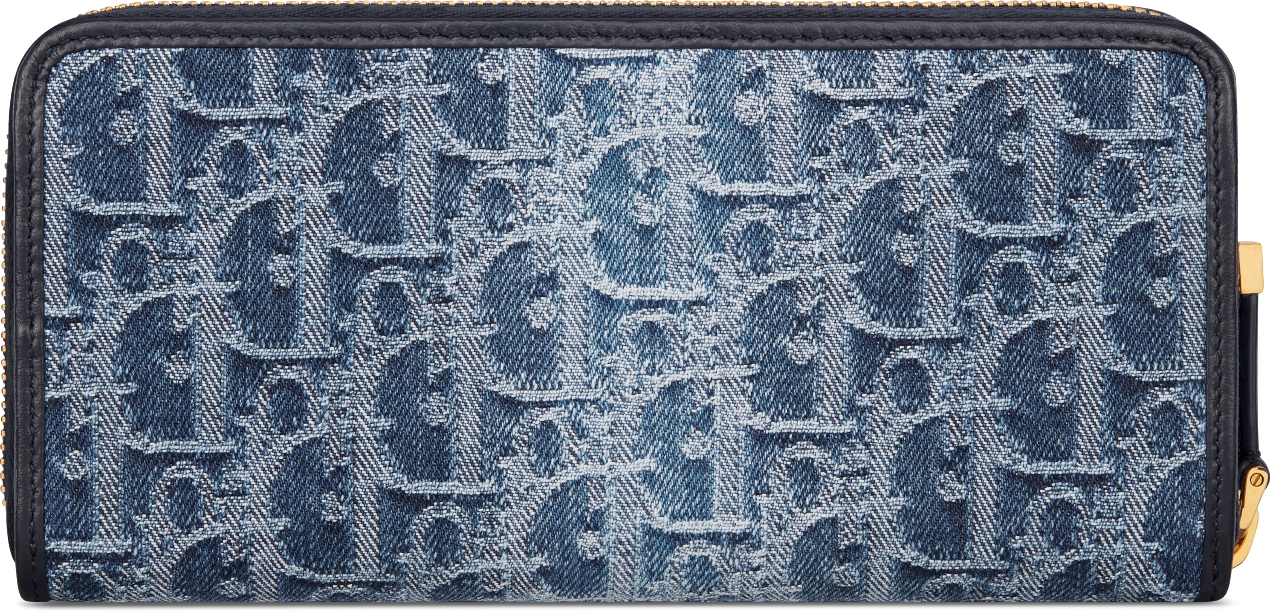 30 Montaigne Voyageur Long Wallet Blue Denim Dior Oblique Jacquard DIOR