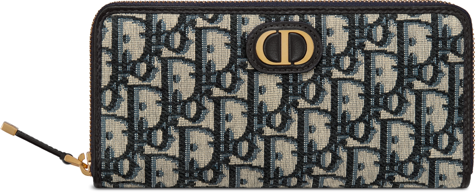 DIOR 30 Montaigne Voyageur Long Wallet Blue Dior Oblique Jacquard Women