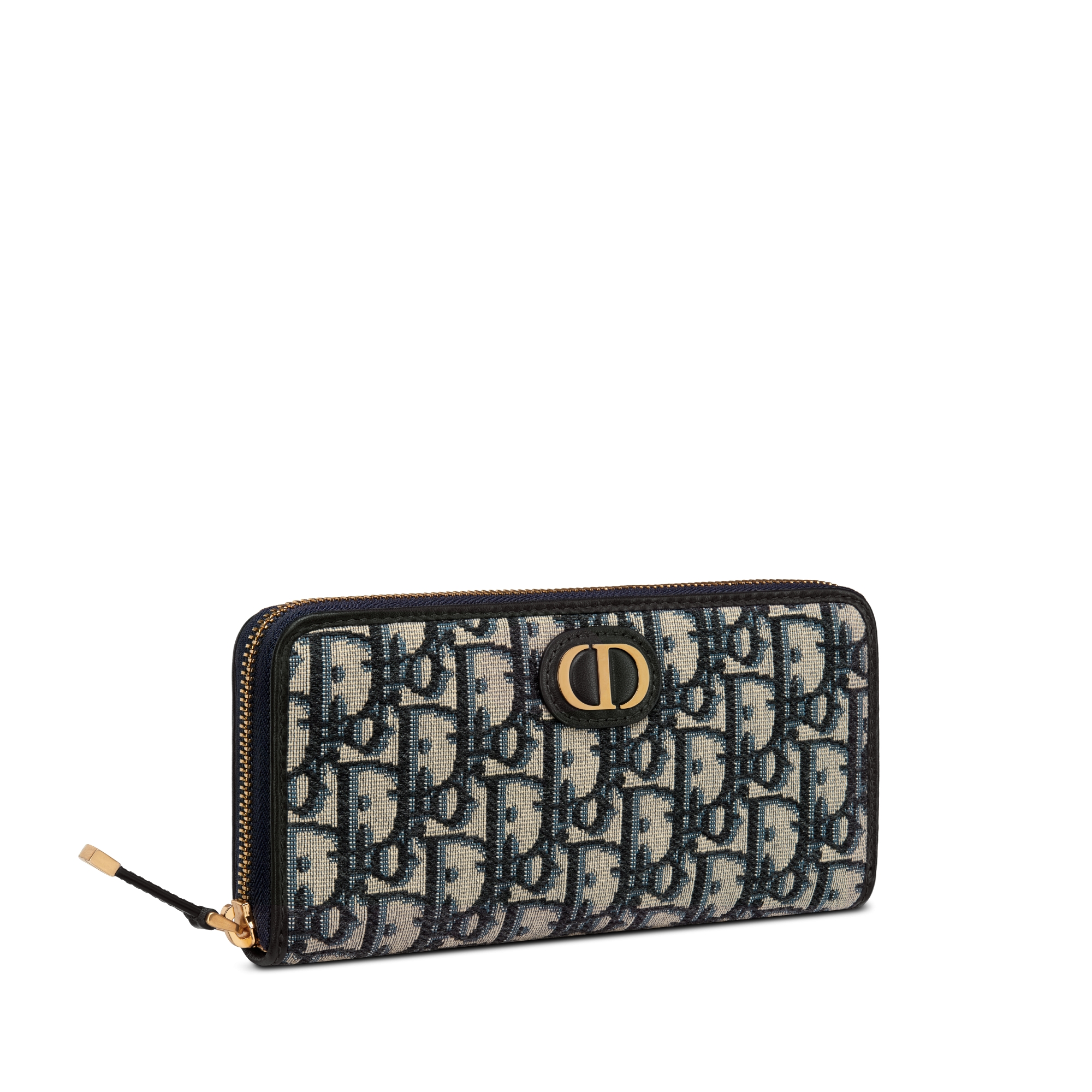 Portefeuille long Voyageur 30 Montaigne Toile jacquard Dior Oblique bleu E03