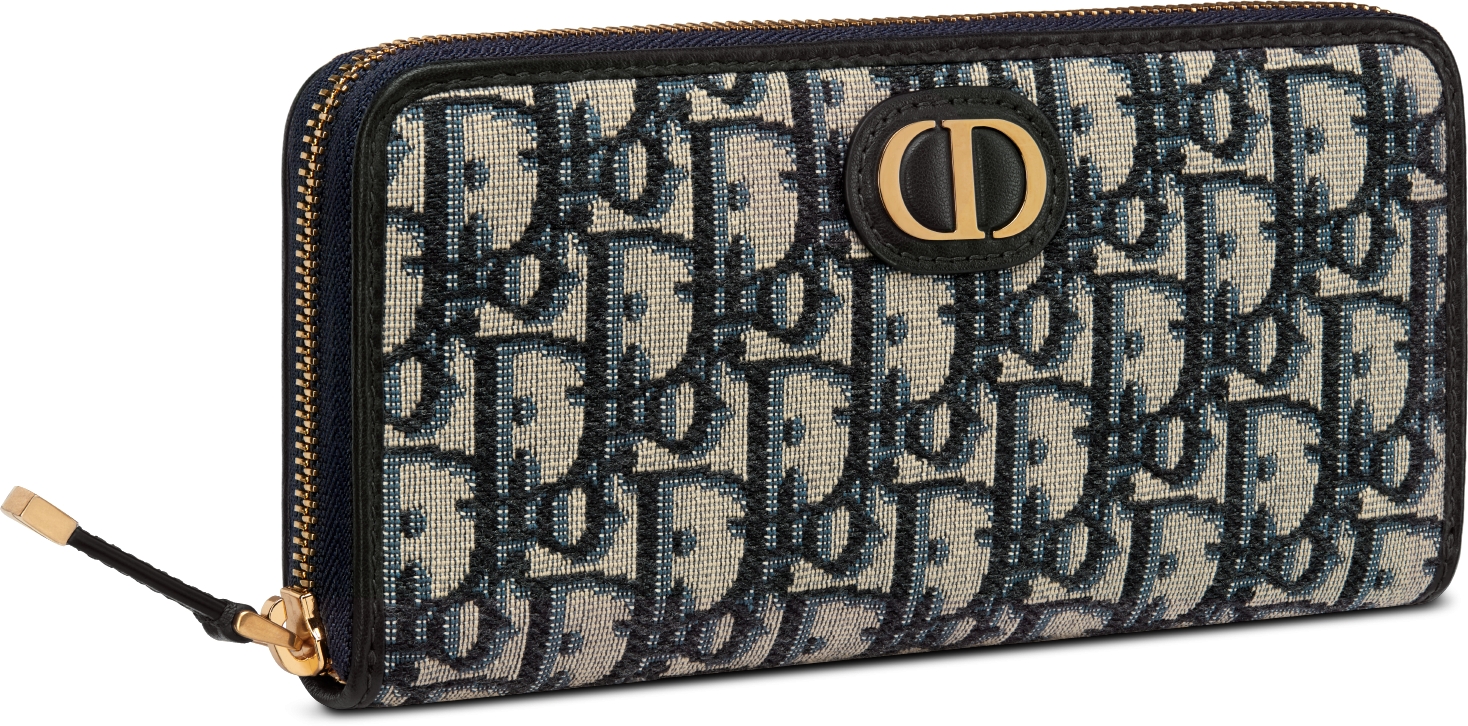 30 Montaigne Voyageur Long Wallet Blue Dior Oblique Jacquard DIOR