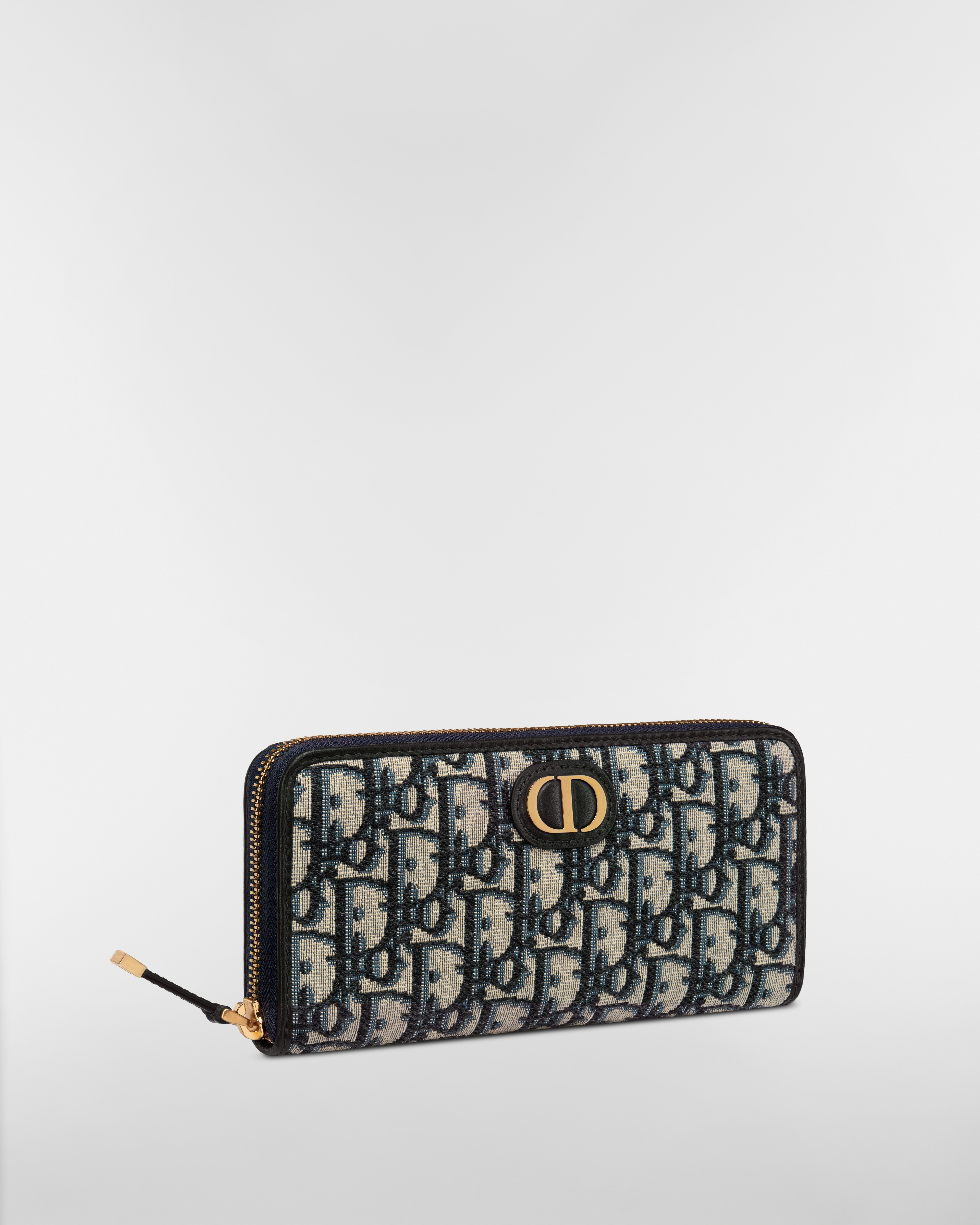 Portefeuille long Voyageur 30 Montaigne Toile jacquard Dior Oblique bleu E03