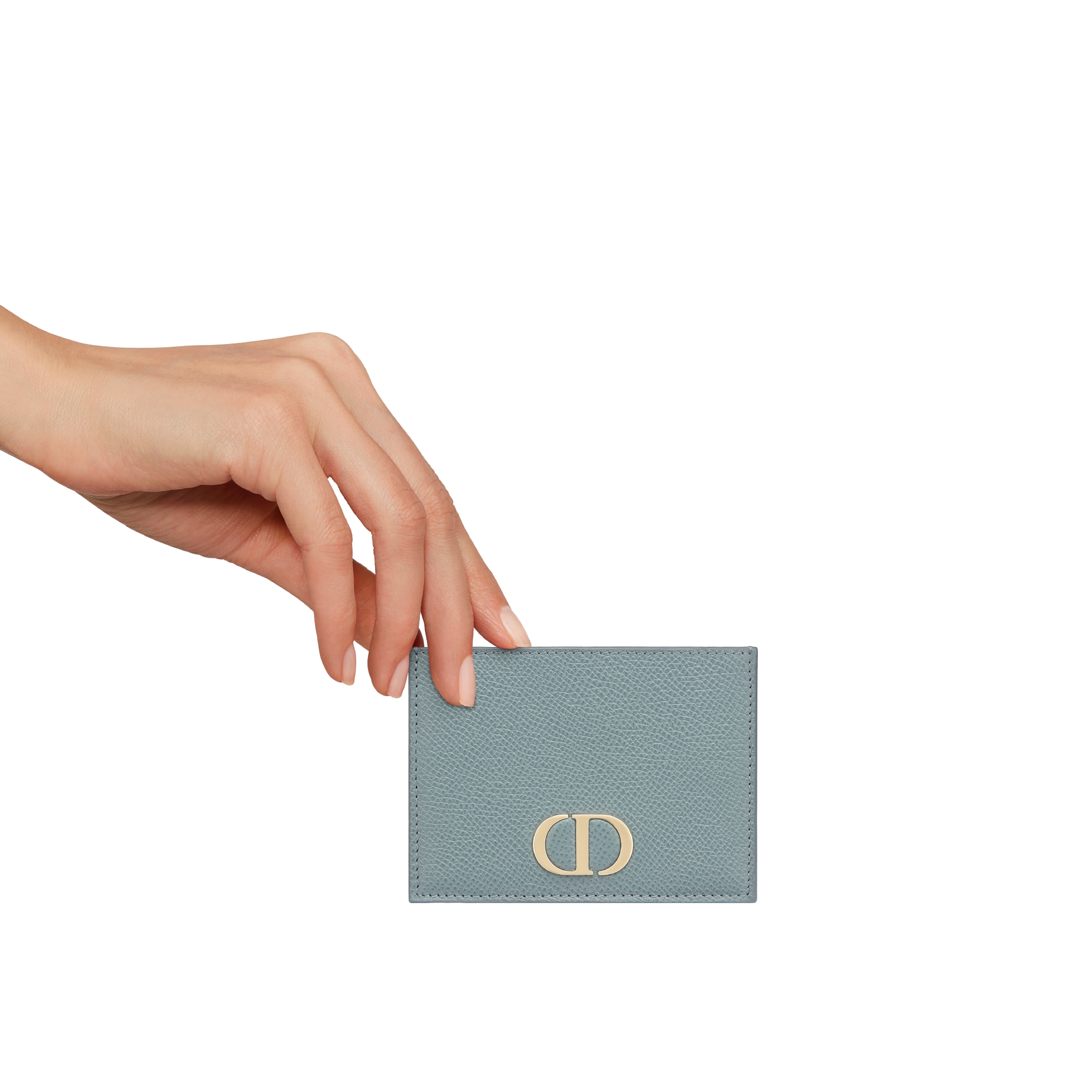 30 Montaigne Card Holder Cloud Blue Grained Calfskin E11