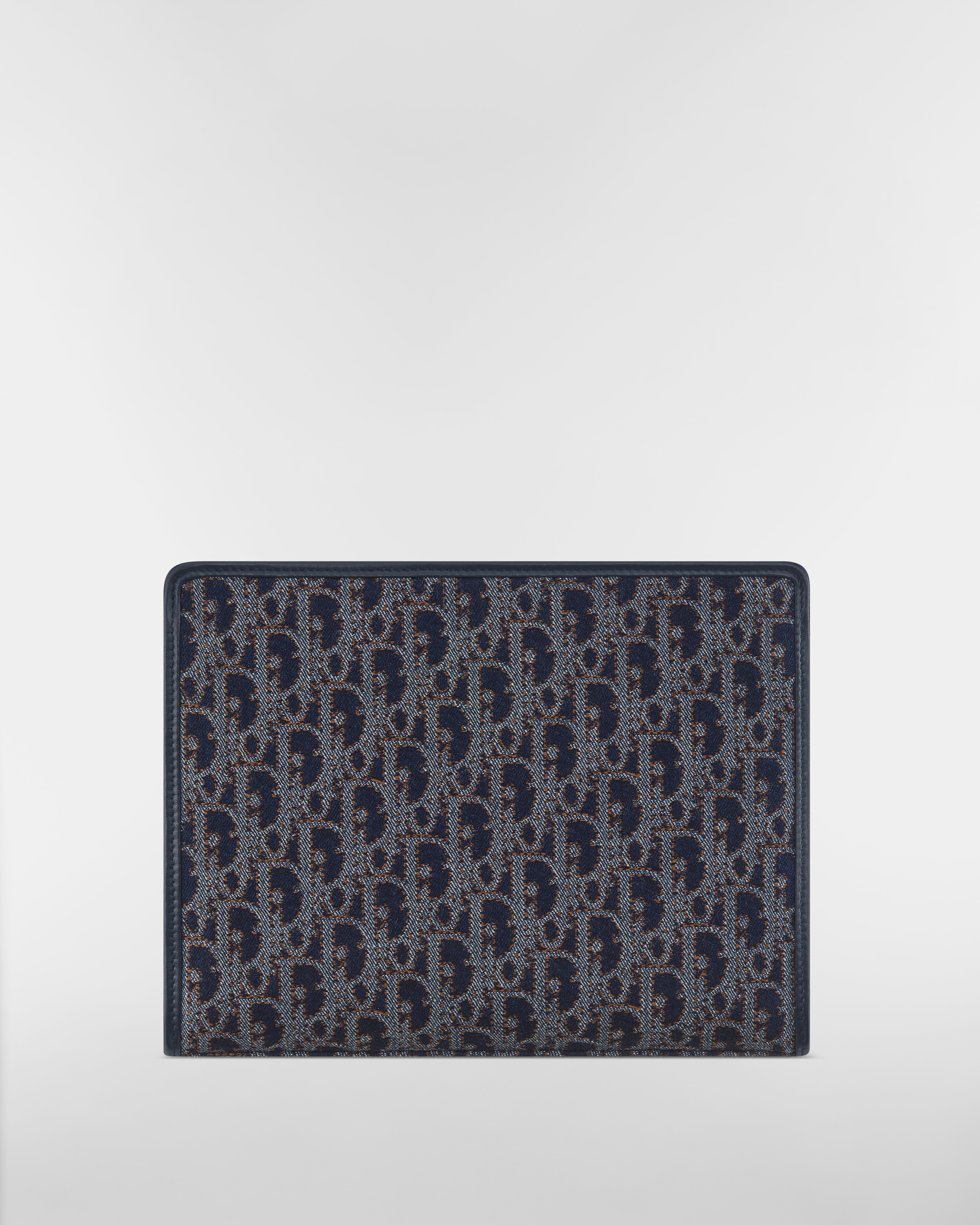 Pochette Dea 30 Montaigne Toile Dior Oblique Denim à surpiqûres contrastées bleu et couleur tabac E08