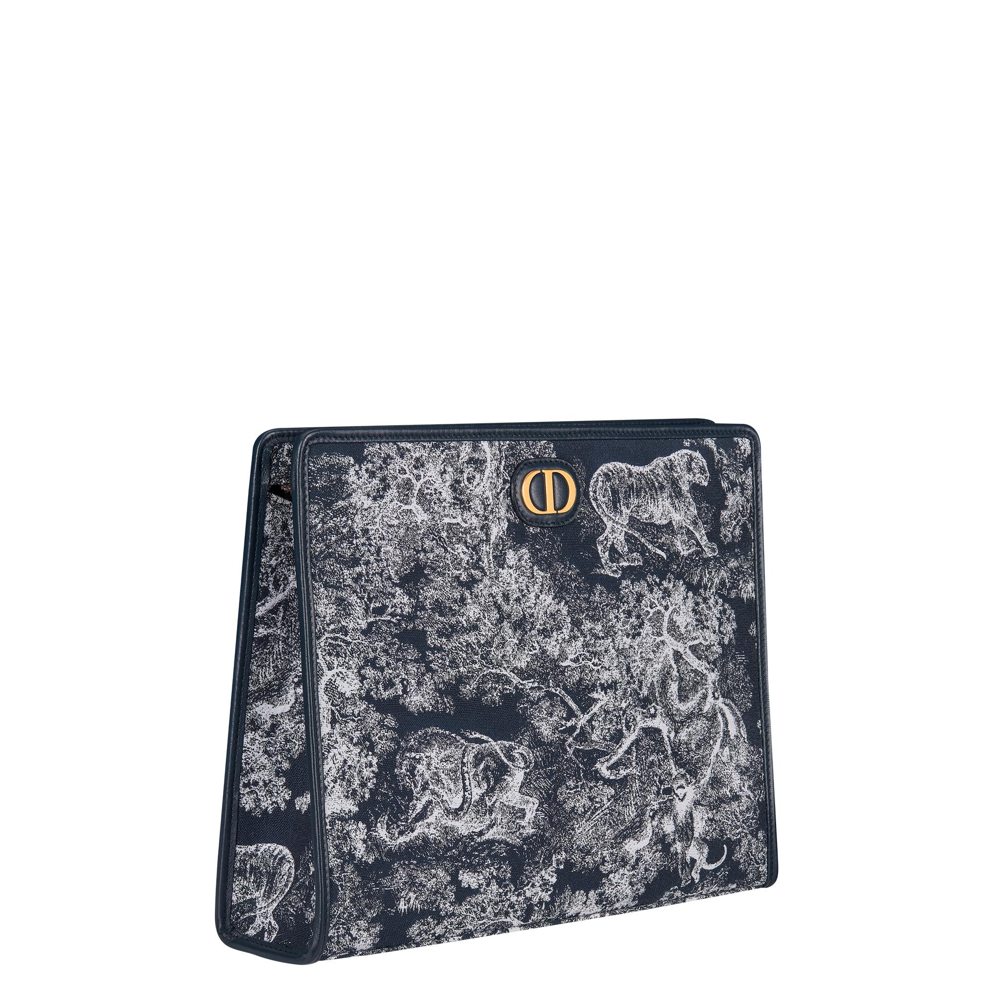 กระเป๋าเพาช์ 30 Montaigne Dea ผ้าแจ็กการ์ดลาย Toile de Jouy Reverse สีน้ำเงิน E03