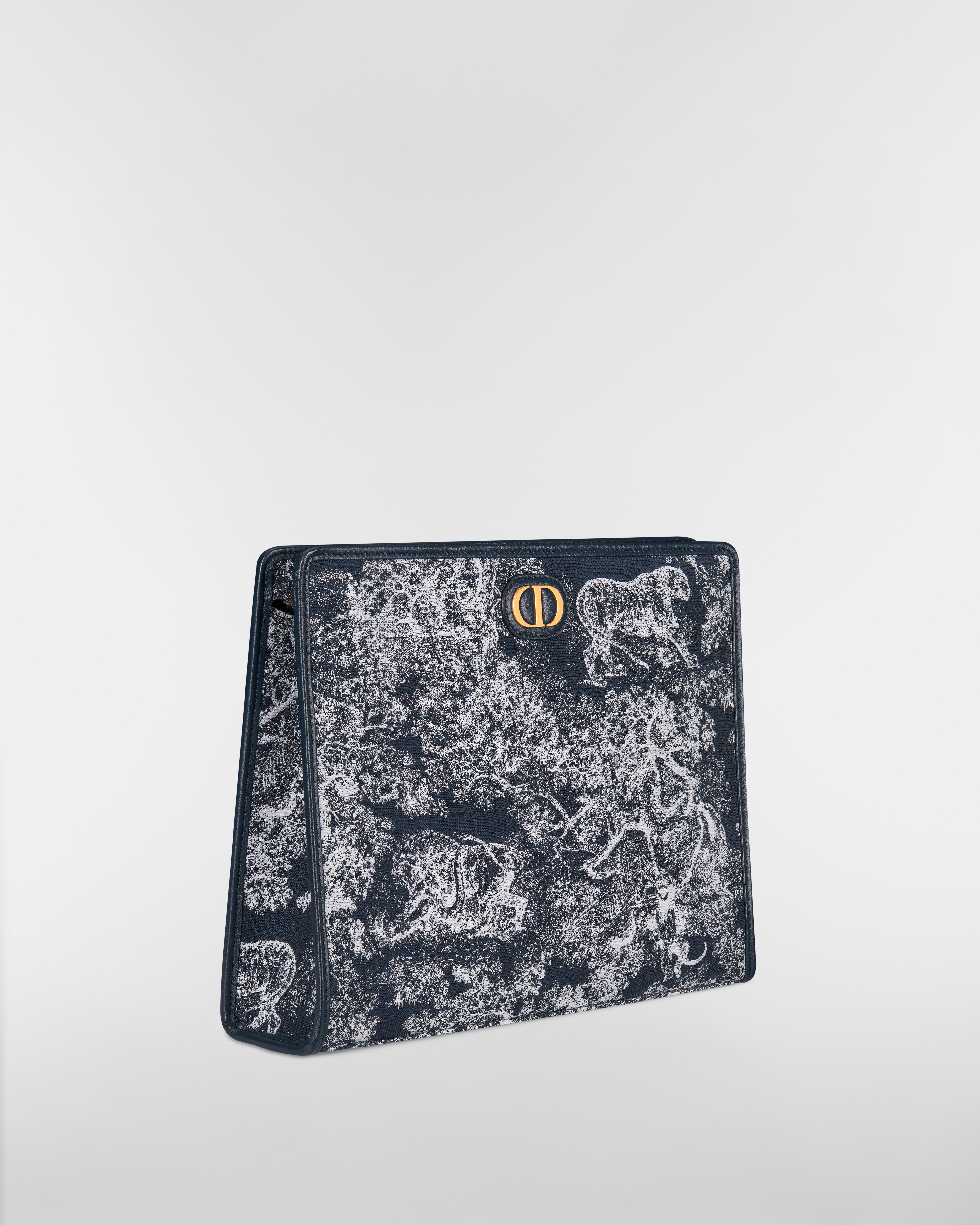 30 Montaigne Dea Pouch Blue Toile de Jouy Reverse Jacquard E03