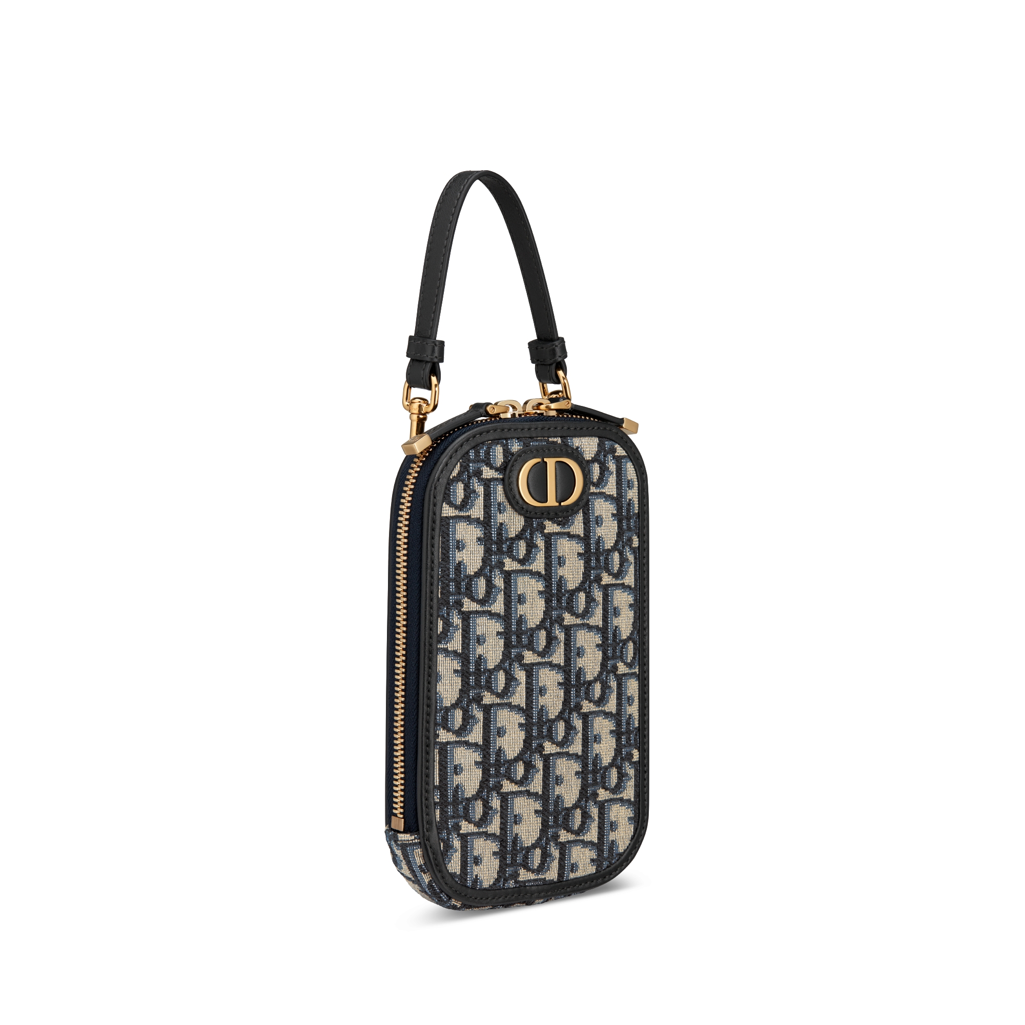30 Montaigne Call'in Dior-telefoonhouder Blauwe Dior Oblique-jacquard E03