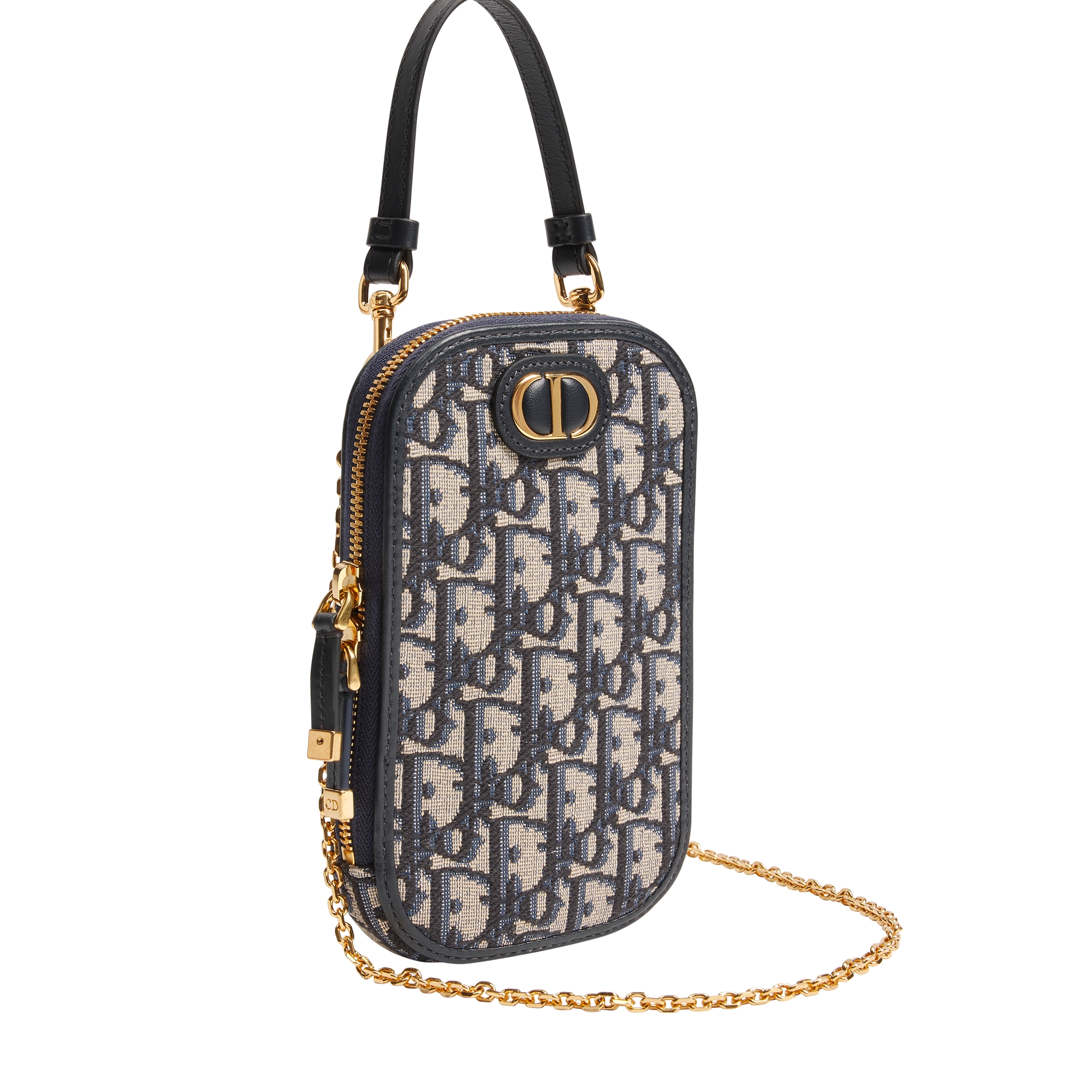 30 Montaigne Call'in Dior Phone Holder Blue Dior Oblique Jacquard E03