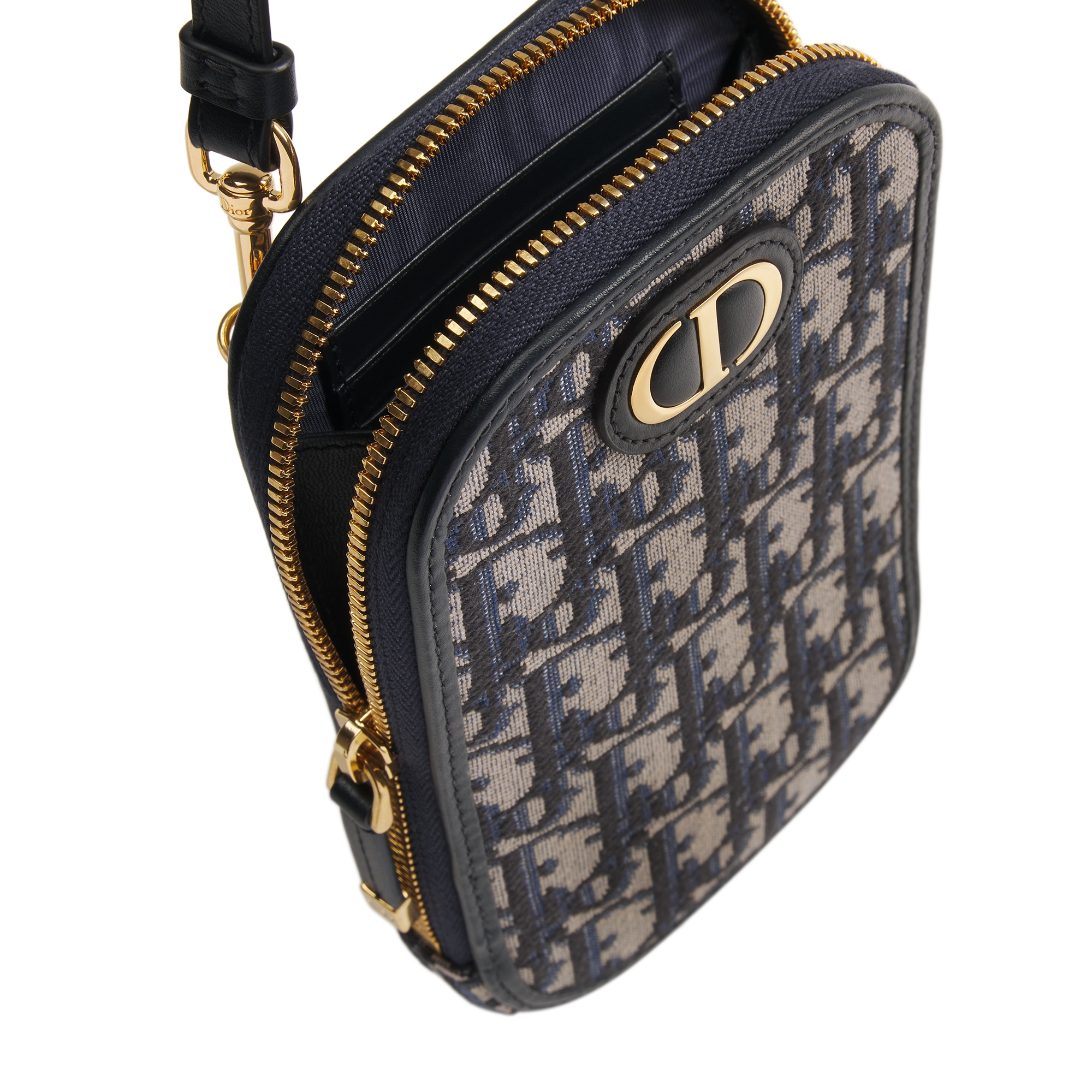 30 Montaigne Call'in Dior Phone Holder Blue Dior Oblique Jacquard E06