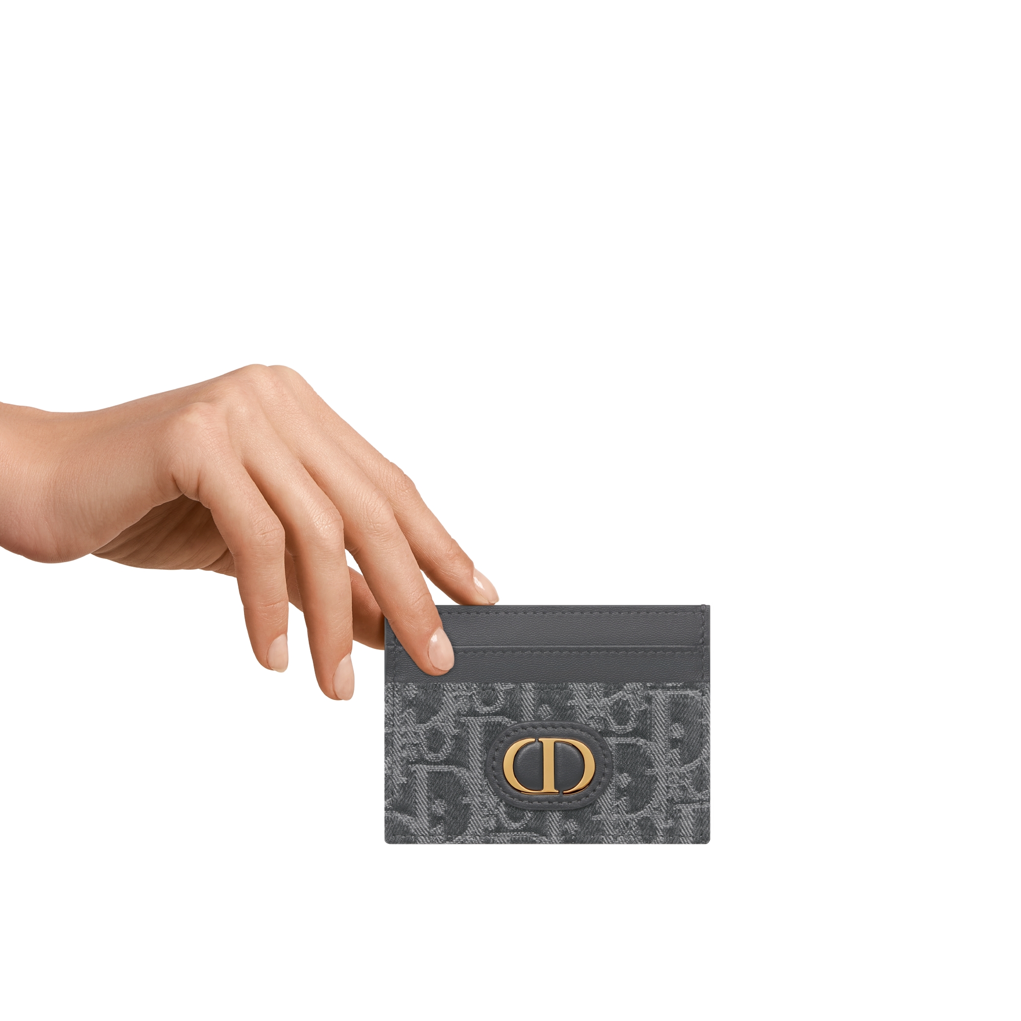 30 Montaigne Freesia Card Holder Gray Denim Dior Oblique Jacquard E11