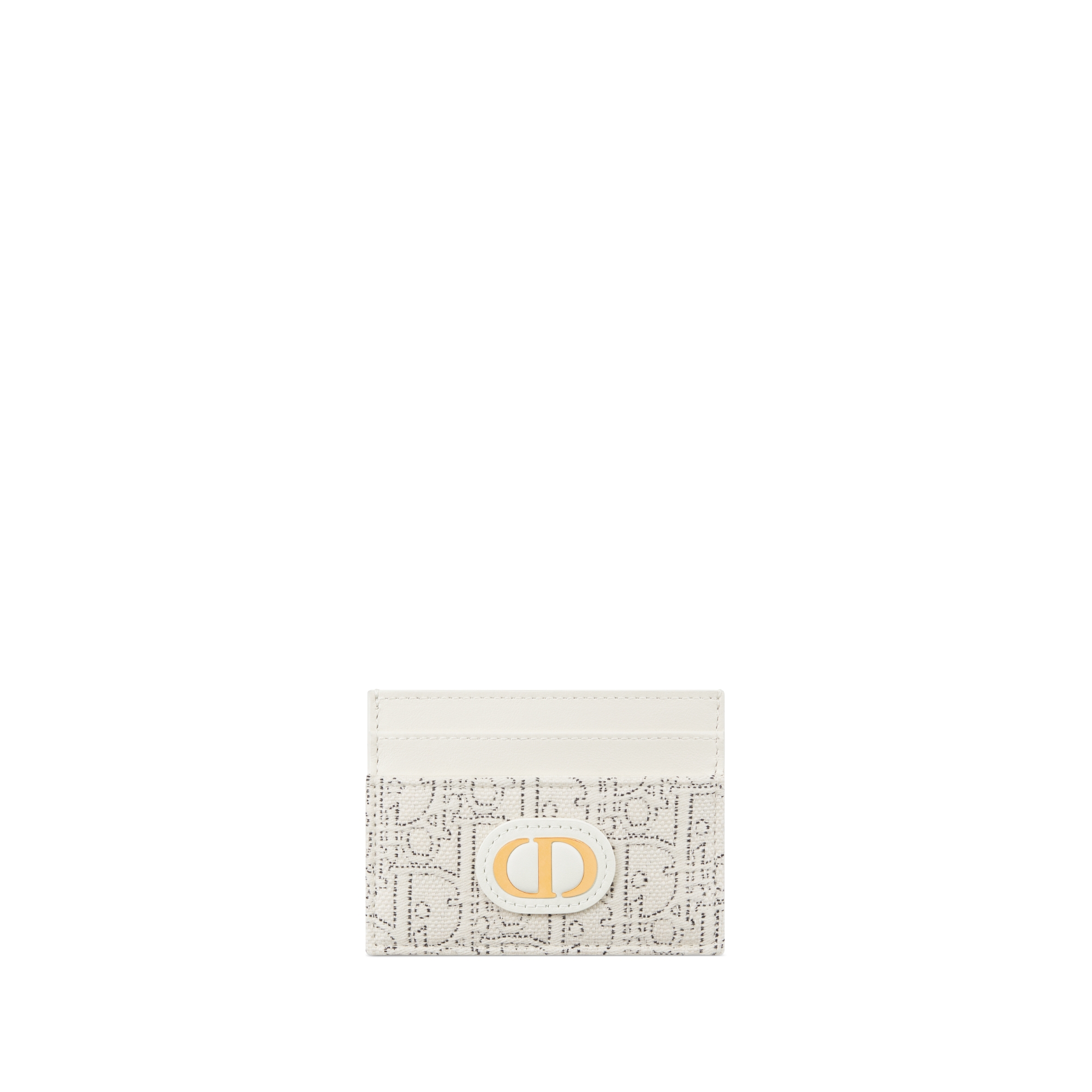 30 Montaigne Freesia Card Holder White Dior Oblique Jacquard with Contrasting Black Topstitching E01