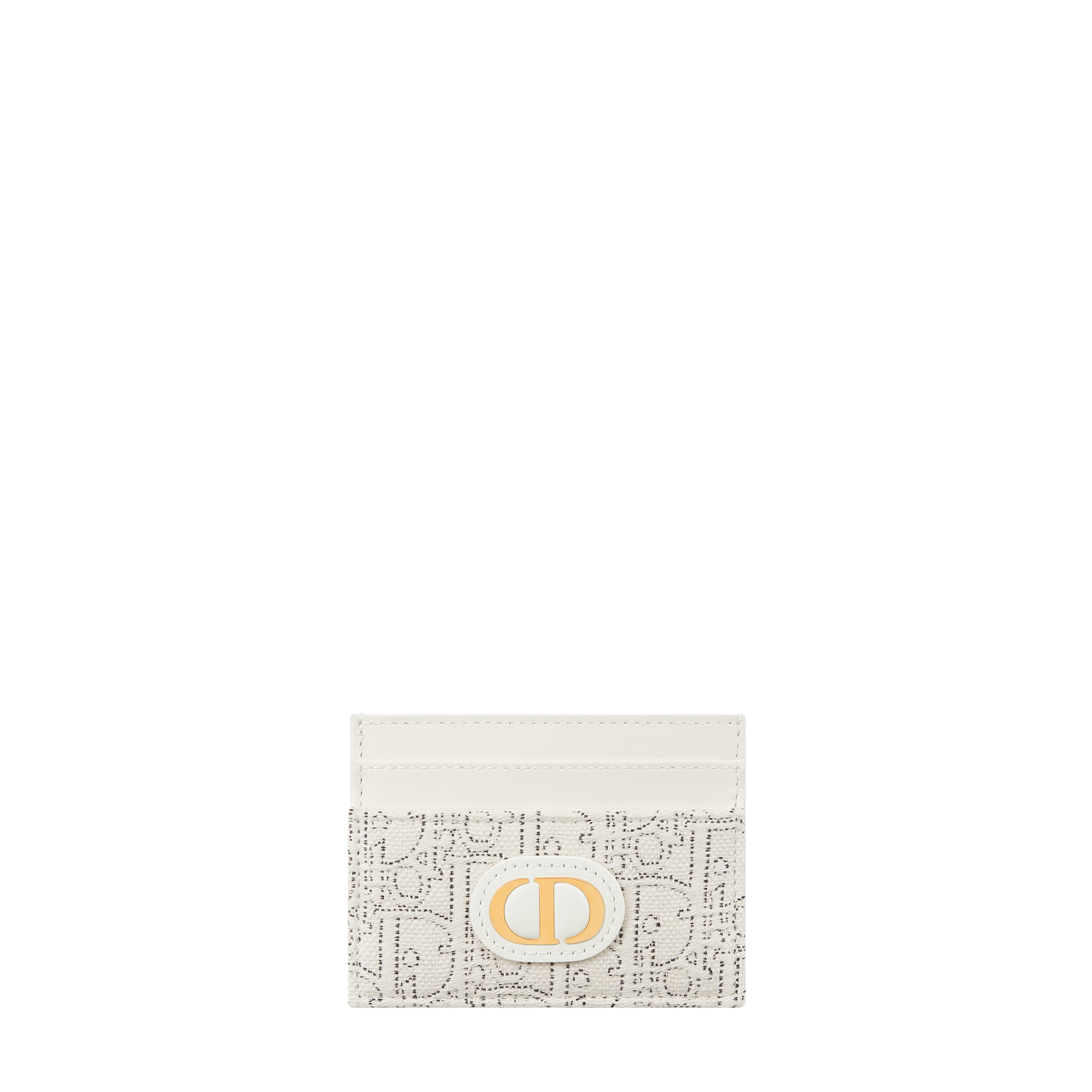 30 Montaigne Freesia Card Holder White Dior Oblique Jacquard with Contrasting Black Topstitching E01