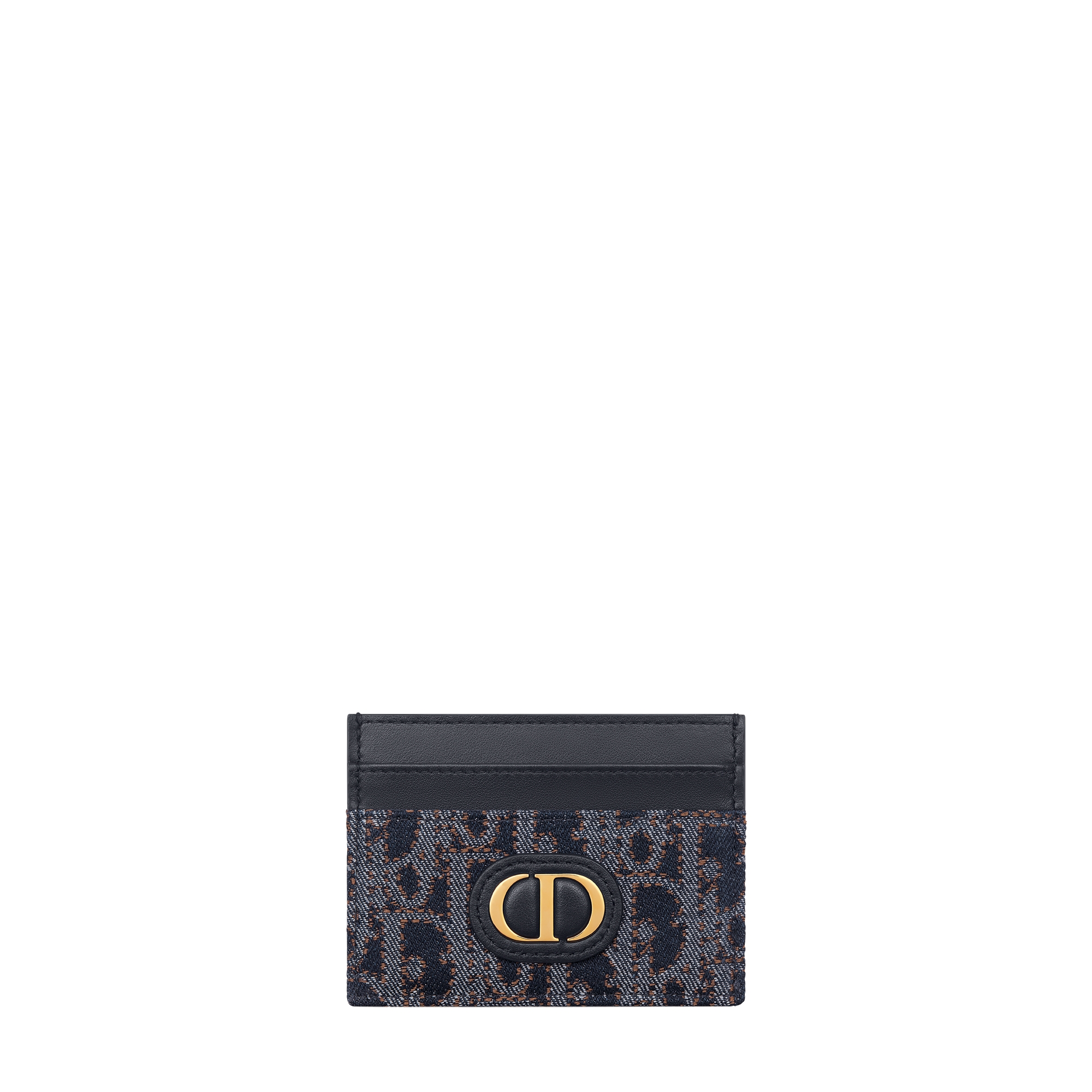 30 Montaigne Freesia Card Holder Blue and Tobacco Brown Dior Oblique Denim with Contrasting Topstitching E01