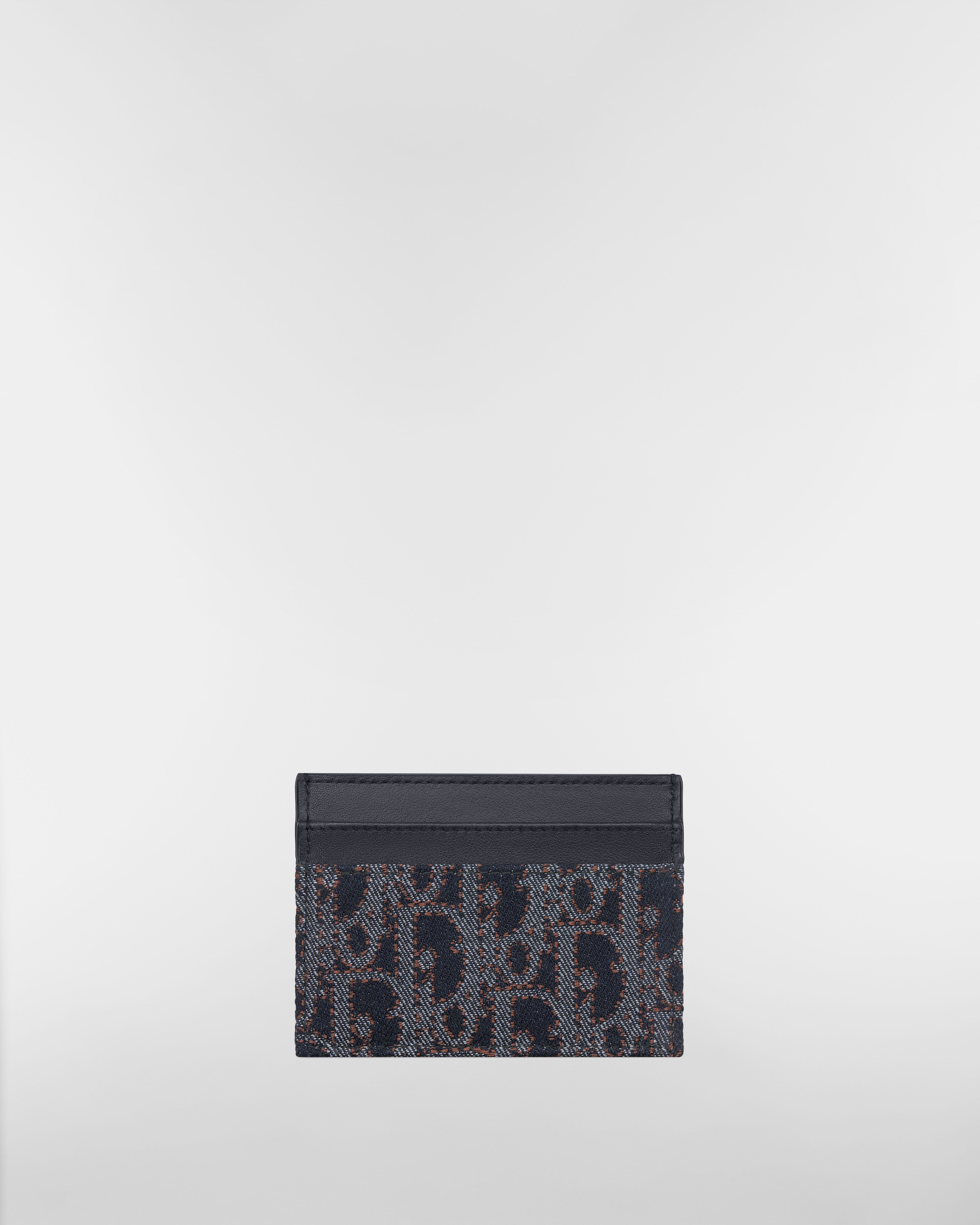 30 Montaigne Freesia Card Holder Blue and Tobacco Brown Dior Oblique Denim with Contrasting Topstitching E08