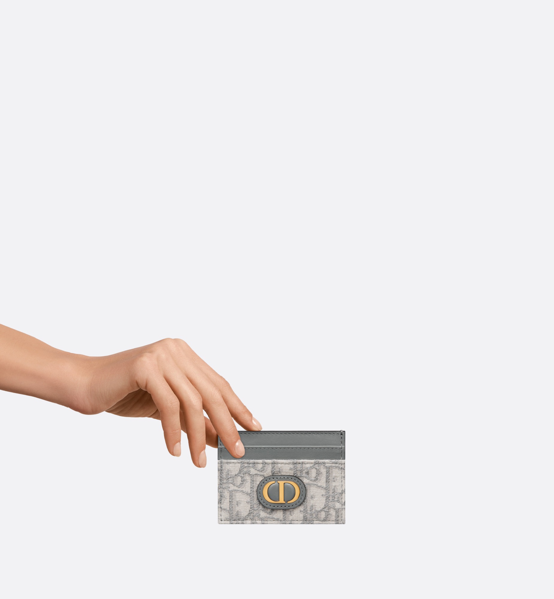 30 Montaigne Freesia Card Holder Gray Dior Oblique Jacquard E11