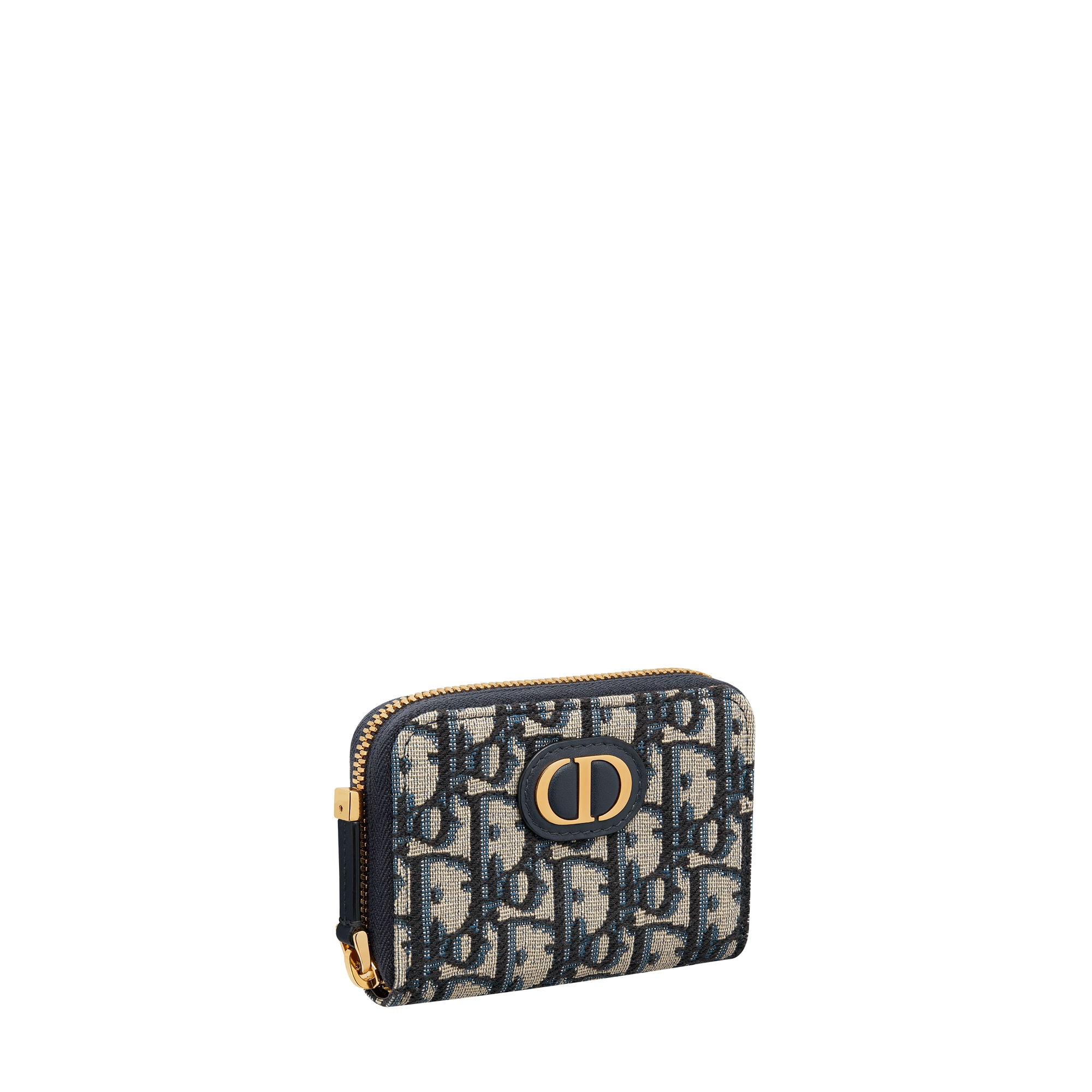 Small 30 Montaigne Voyageur Coin Purse Blue Dior Oblique Jacquard E03