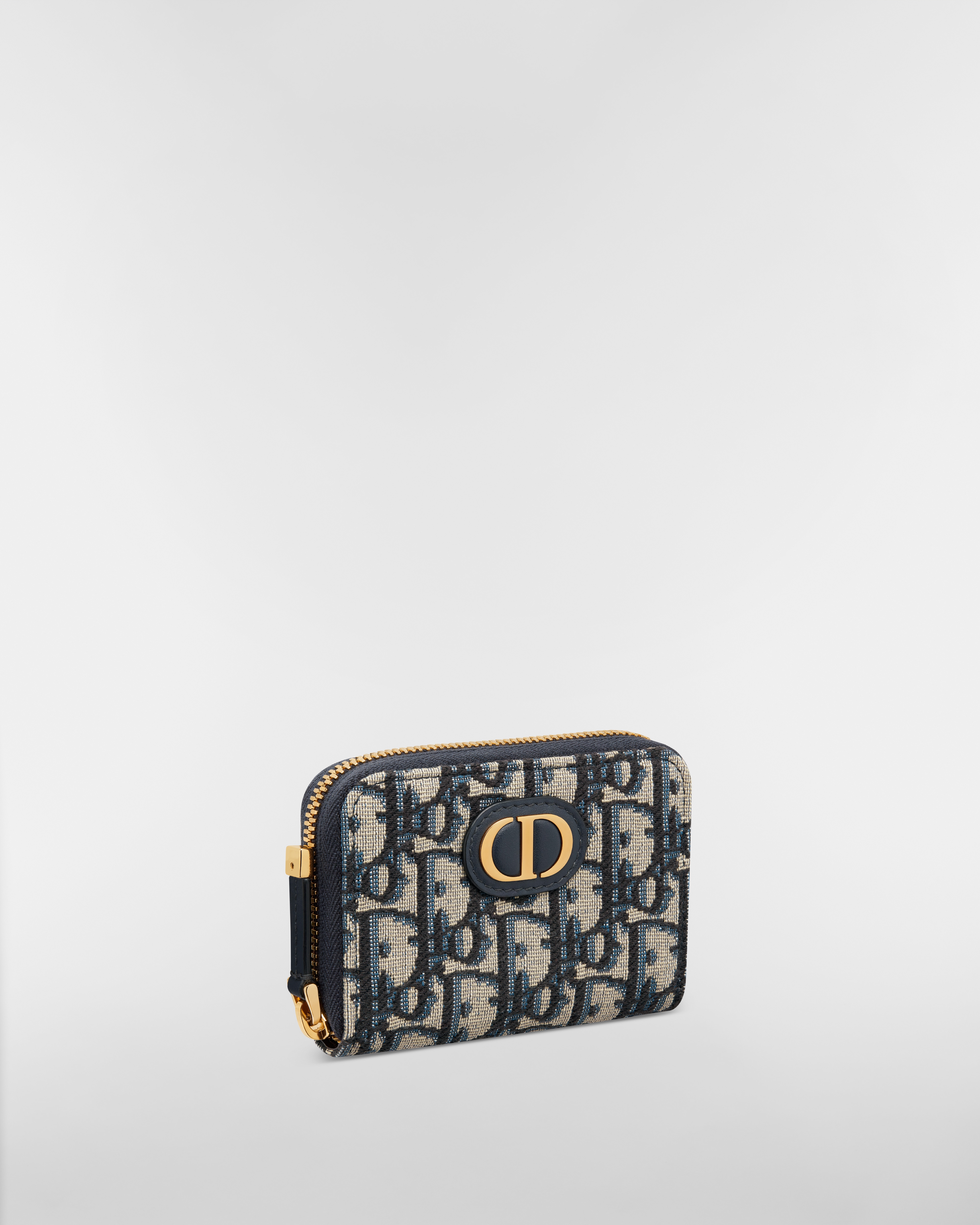 Small 30 Montaigne Voyageur Coin Purse Blue Dior Oblique Jacquard E03