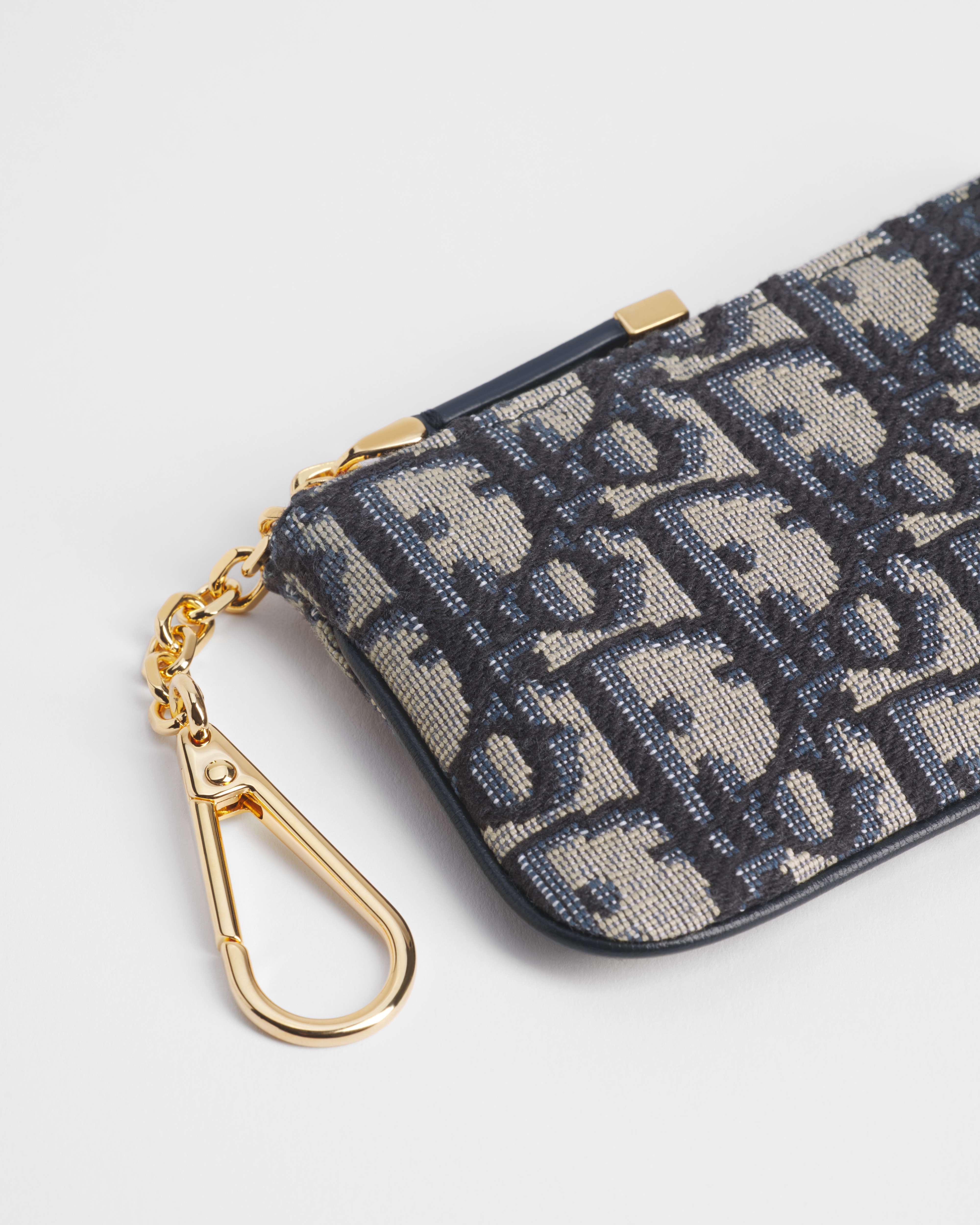 DiorTravel Myrte Zipped Key Case Blue Dior Oblique Jacquard E09