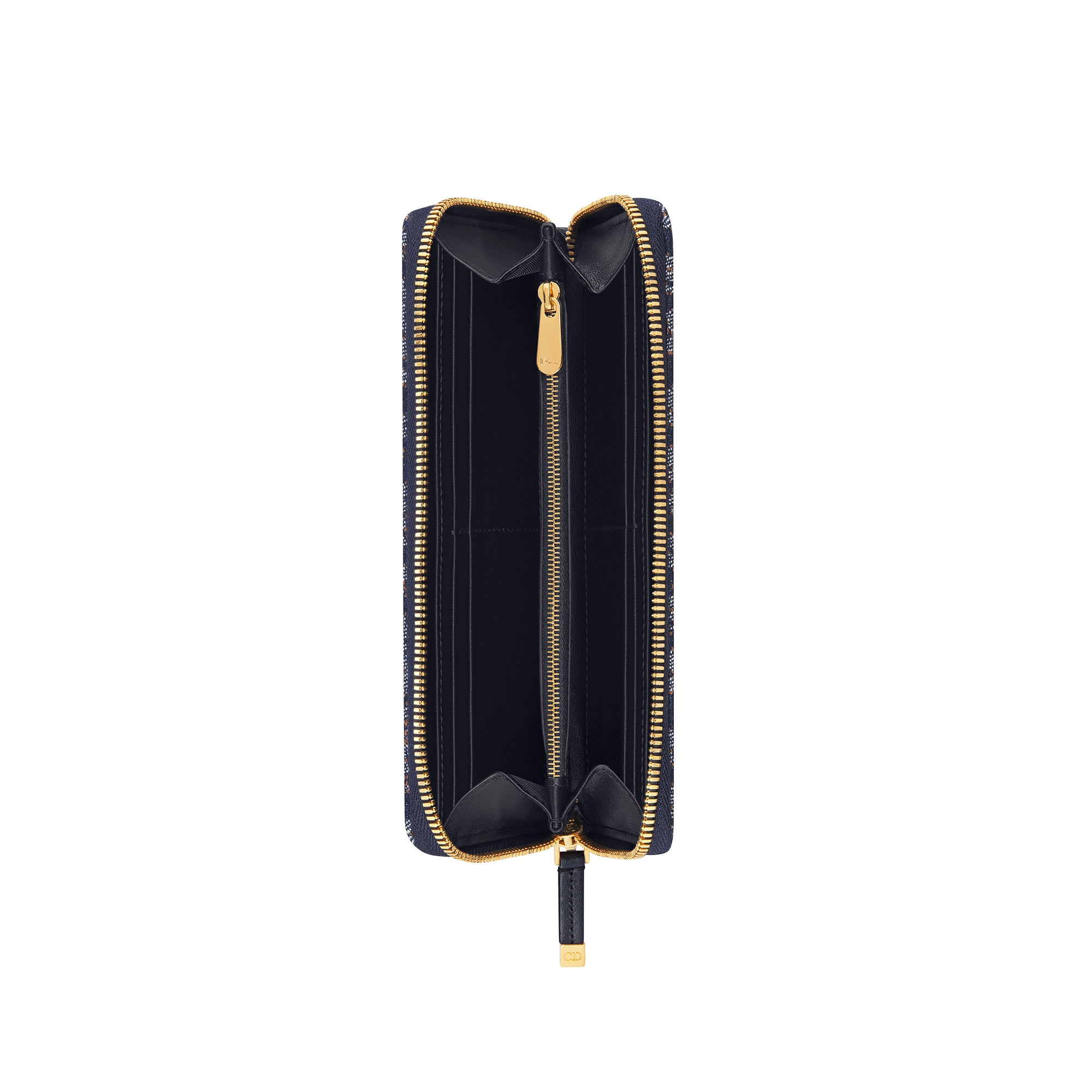 30 Montaigne Voyageur Slim Wallet Blue and Tobacco Brown Dior Oblique Denim with Contrasting Topstitching E06