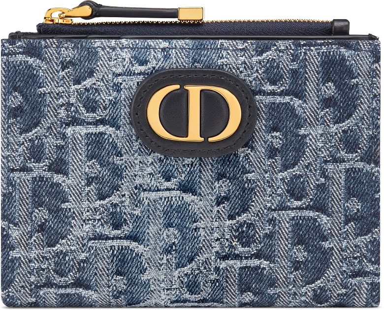 30 Montaigne Dahlia Wallet Blue Denim Dior Oblique Jacquard | DIOR