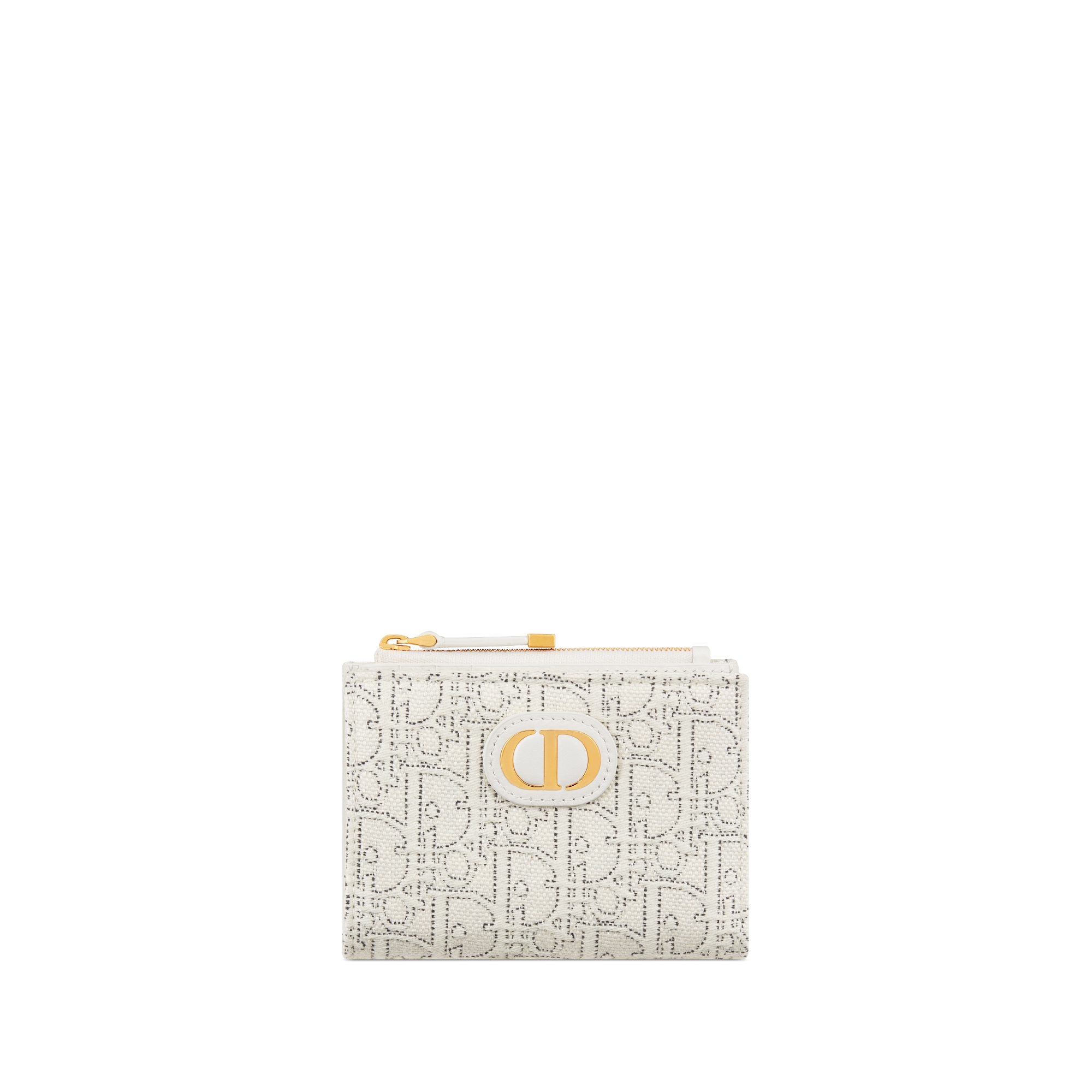30 Montaigne Dahlia 銀包 白色 Dior Oblique 緹花配以對比黑色縫線 E01