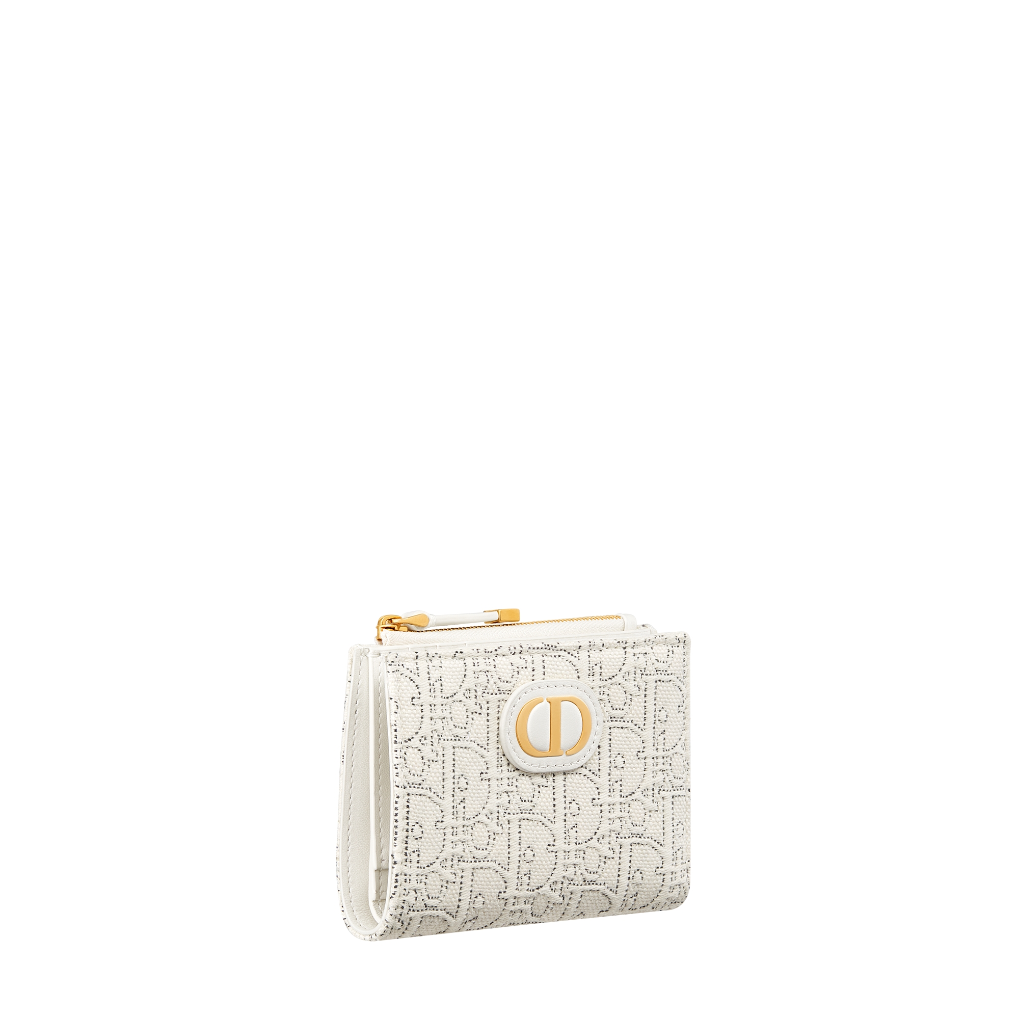 30 Montaigne Dahlia Wallet White Dior Oblique Jacquard with Contrasting Black Topstitching E03